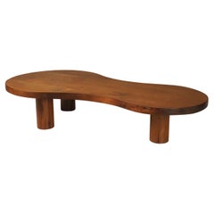 Wooden French organic coffee table, 1970
s