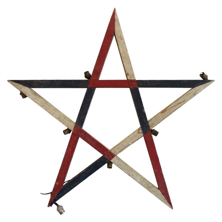 Wooden French Wall Decor, Star/Etoile Tricolor