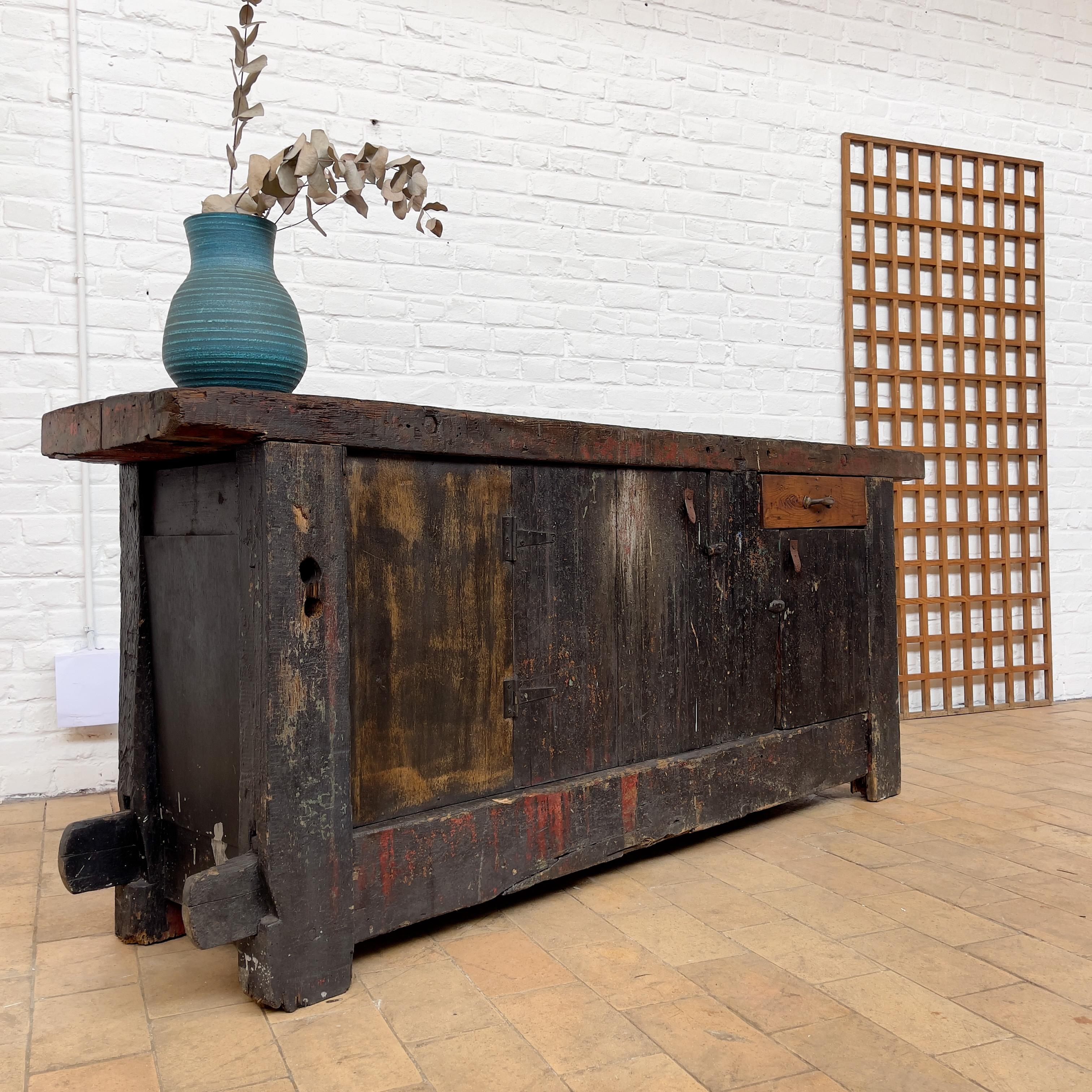 Industrial Wooden French Workbench from c.1930