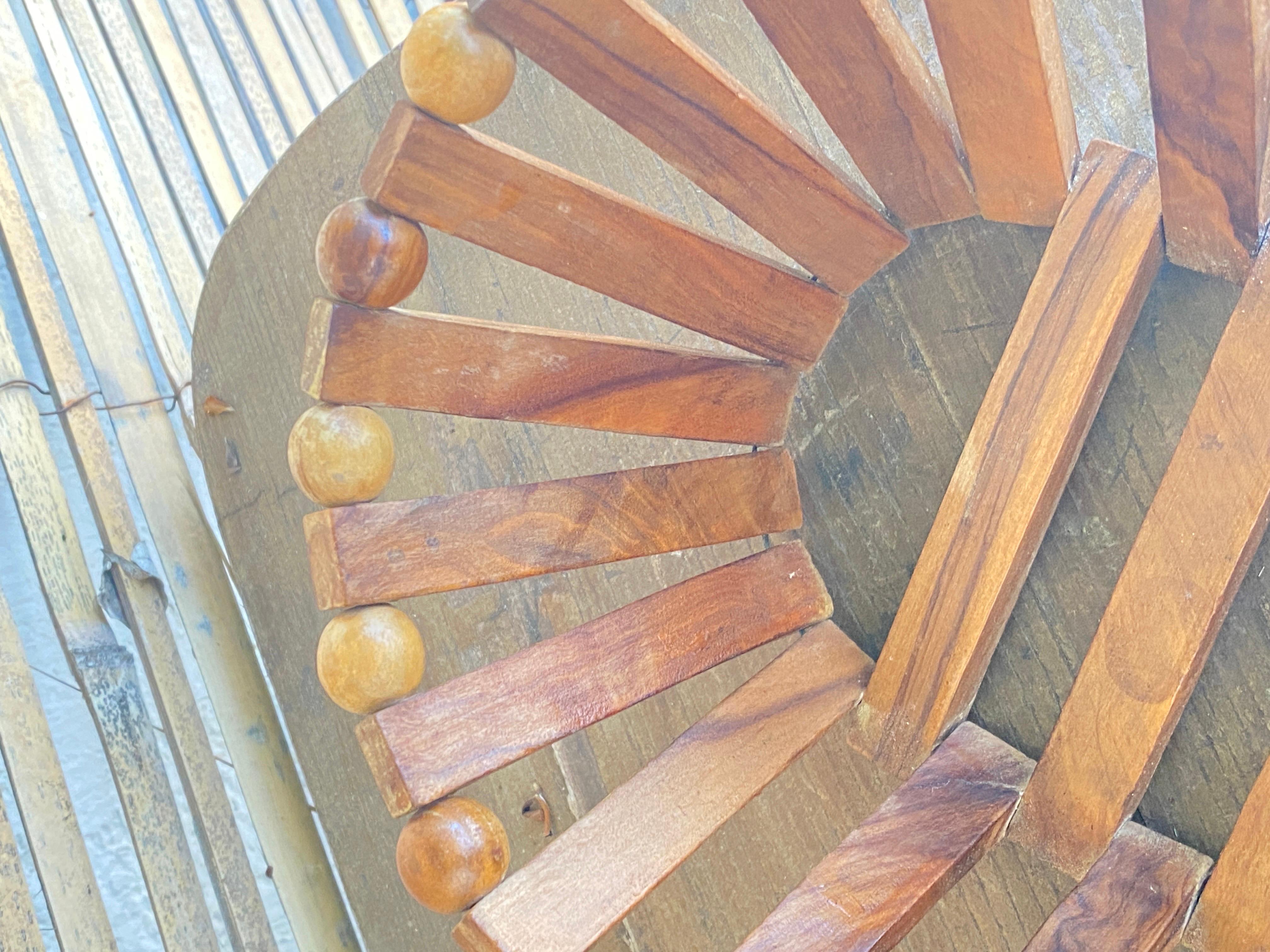 Mid-Century Modern Wooden Fruit Basket, Brown Color, Original Form, France Around the 1960s For Sale