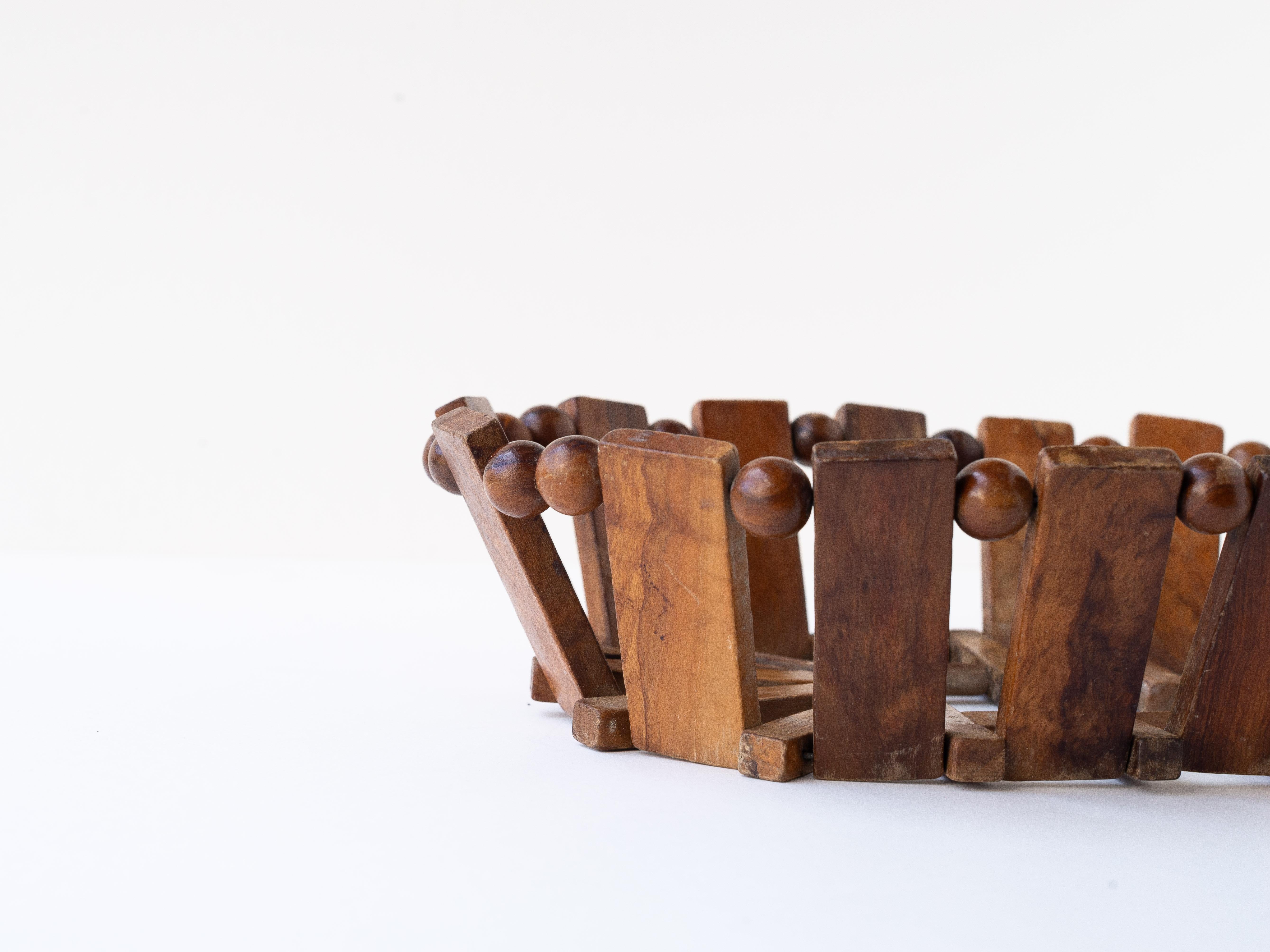 Cesta de fruta de madera - Cuenco decorativo - Mid Century Modern, Francia Años 60 Moderno de mediados de siglo en venta
