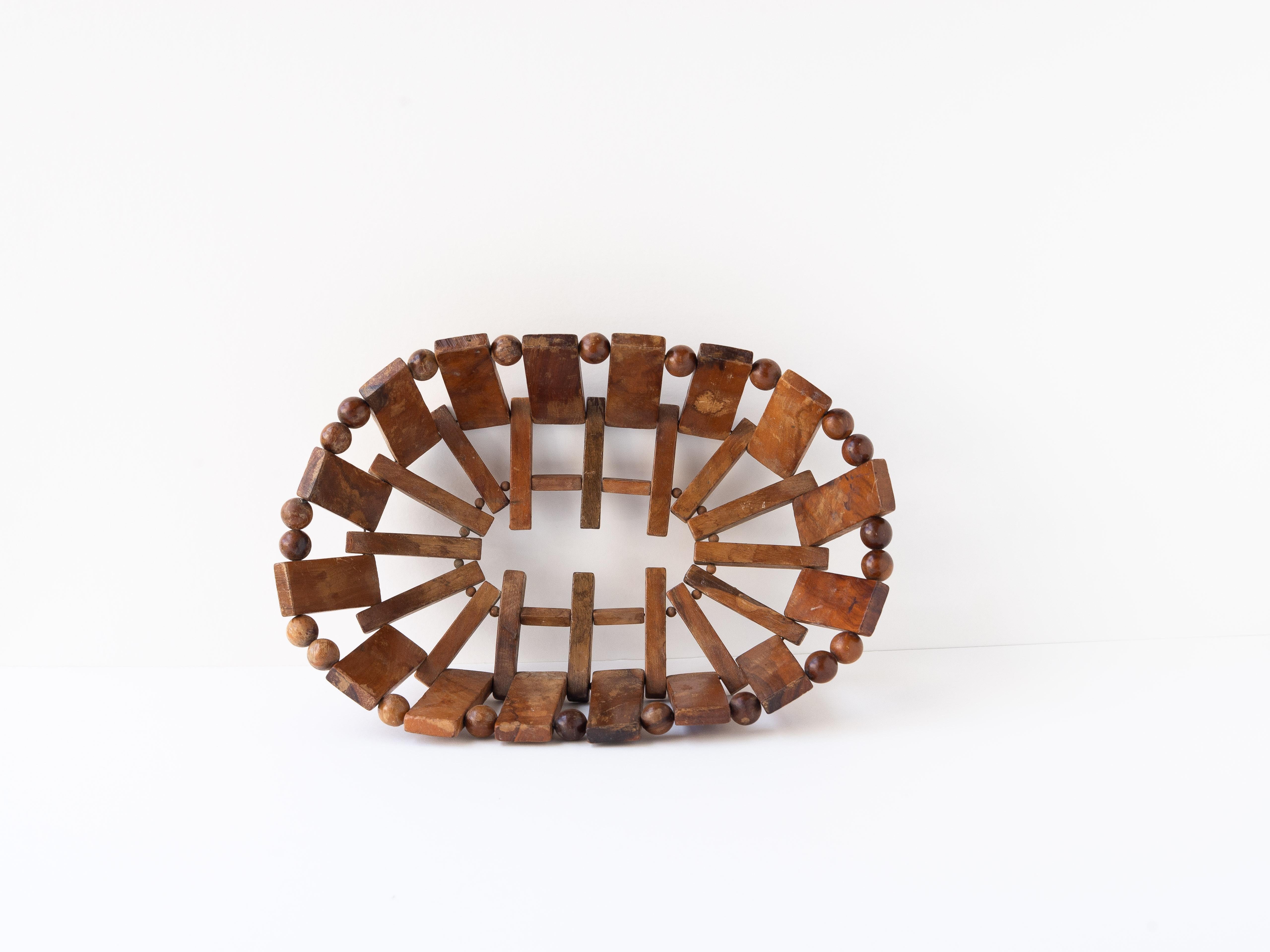 Cesta de fruta de madera - Cuenco decorativo - Mid Century Modern, Francia Años 60 Francés en venta