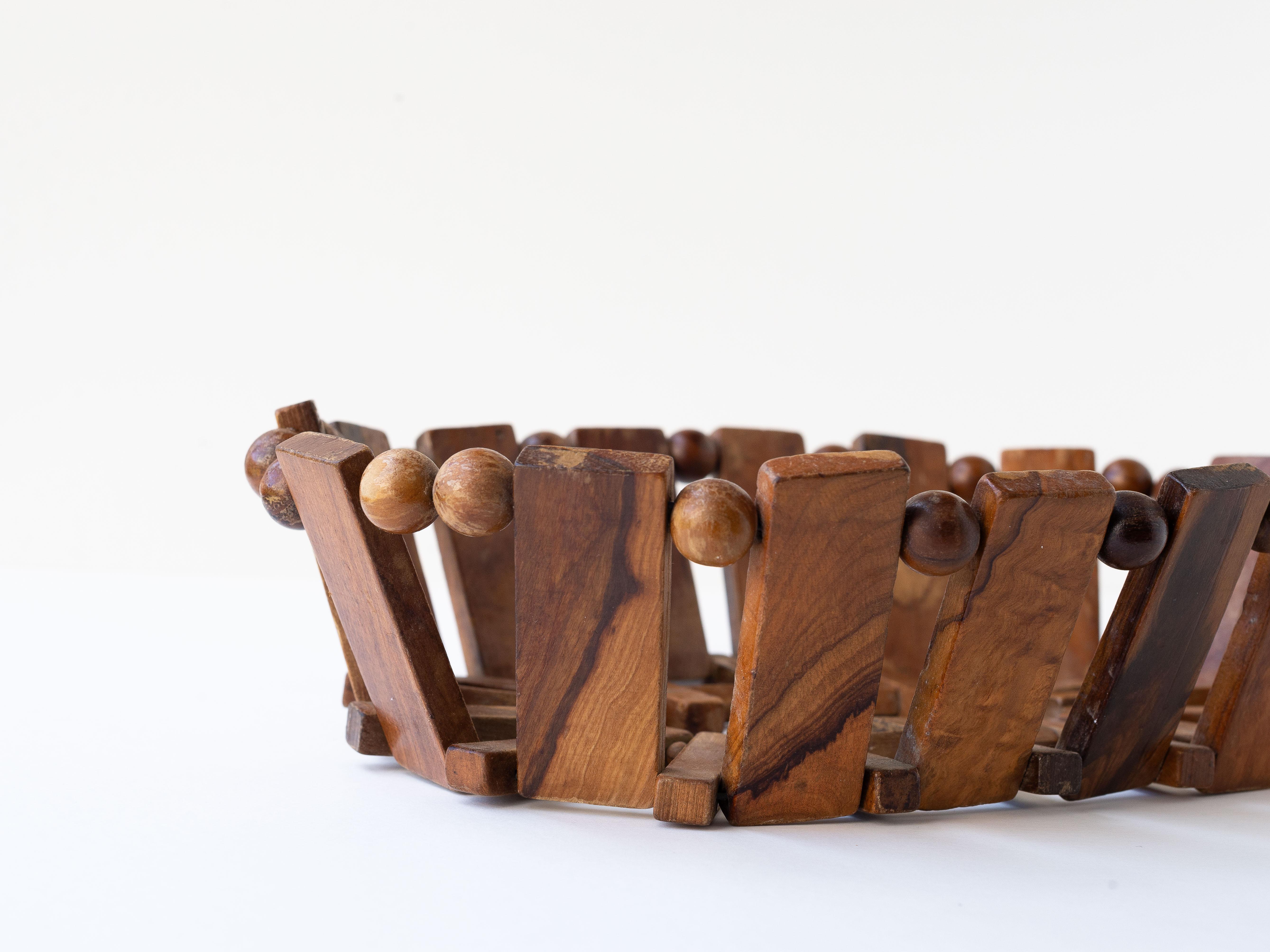 Cesta de fruta de madera - Cuenco decorativo - Mid Century Modern, Francia Años 60 en Bueno estado para la venta en ROUEN, Normandie