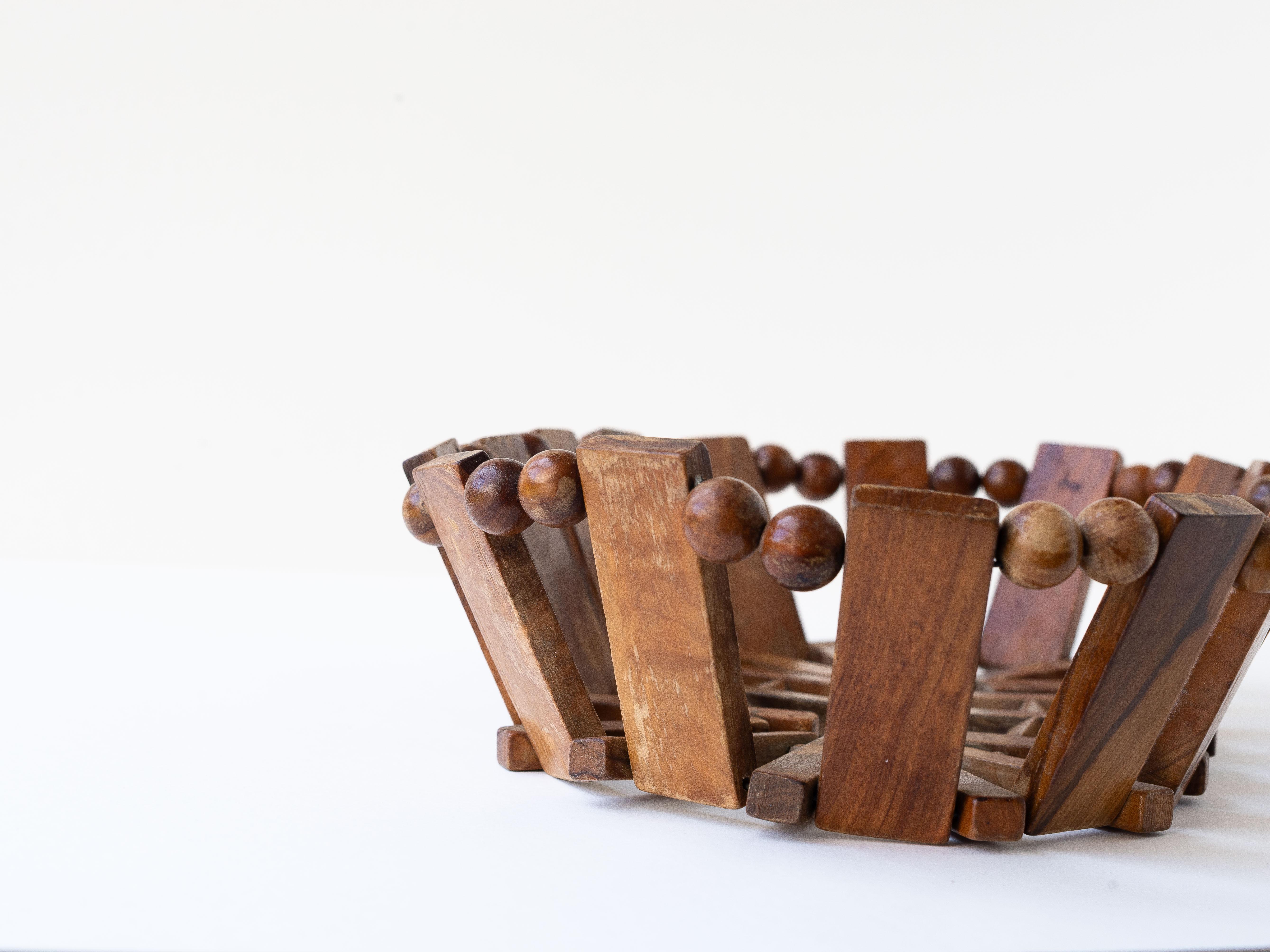 Cesta de fruta de madera - Cuenco decorativo - Mid Century Modern, Francia Años 60 Madera en venta