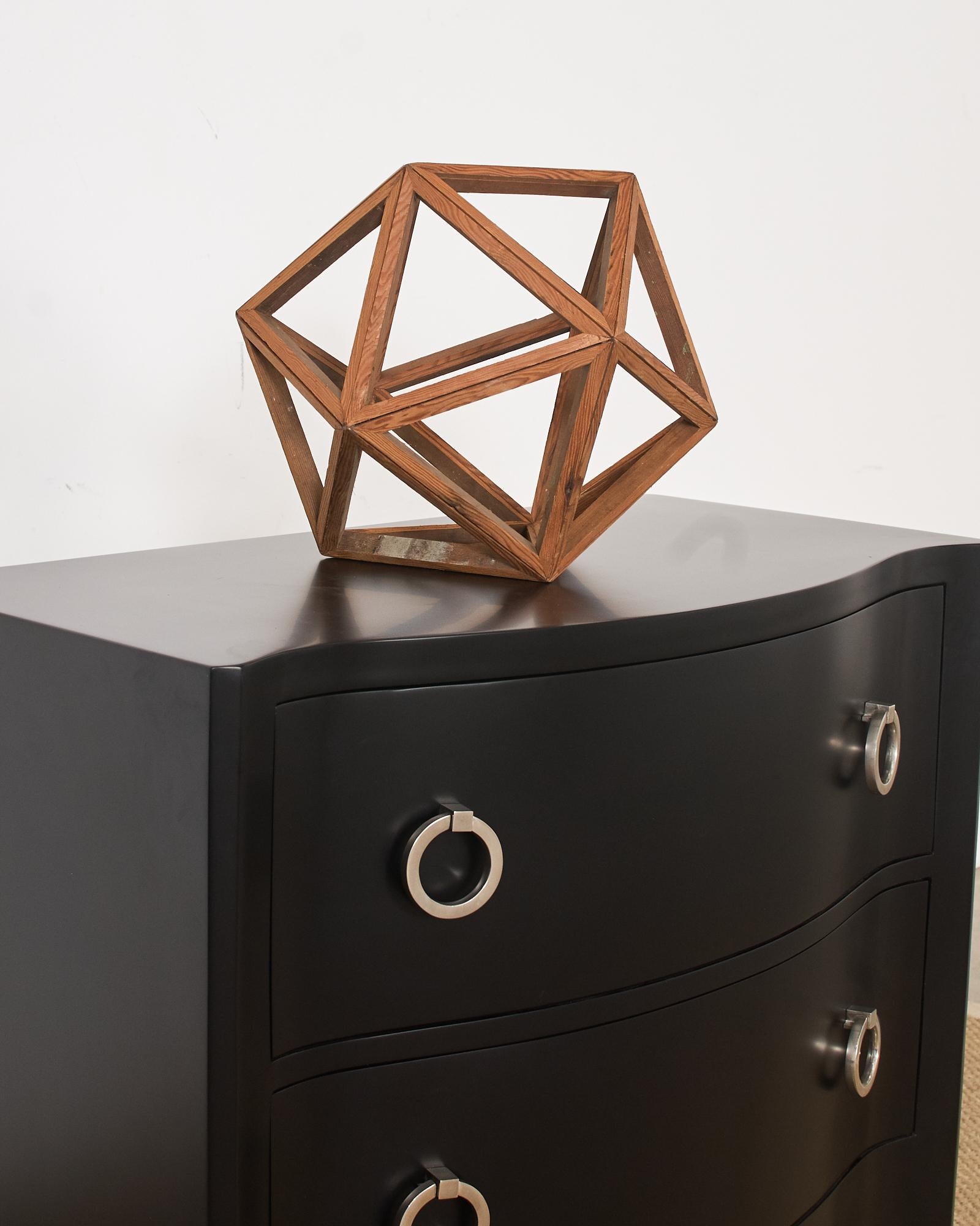 Wooden Geometric Icosahedron Objet D' Art For Sale 3