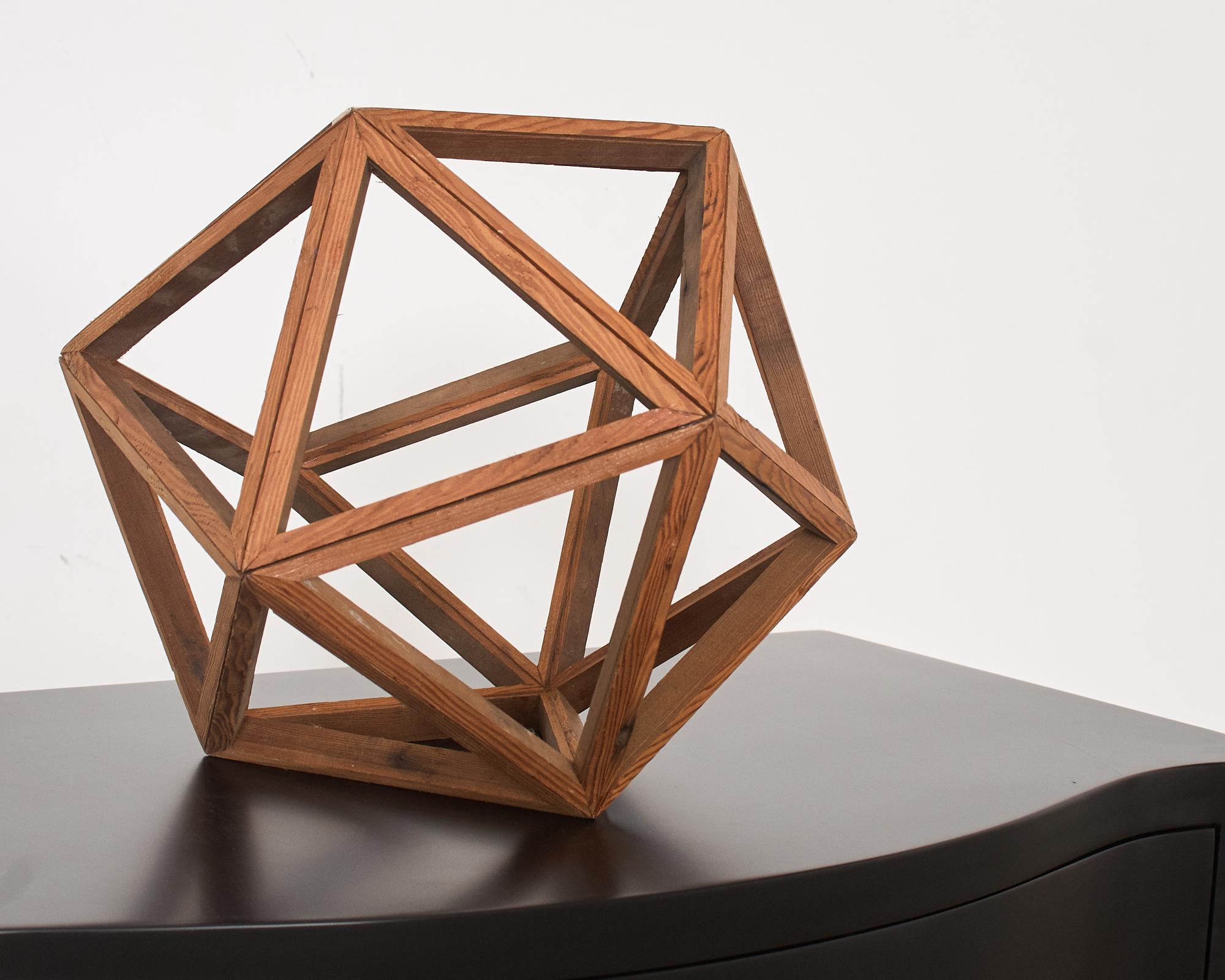 Mid-Century Modern Wooden Geometric Icosahedron Objet D' Art For Sale