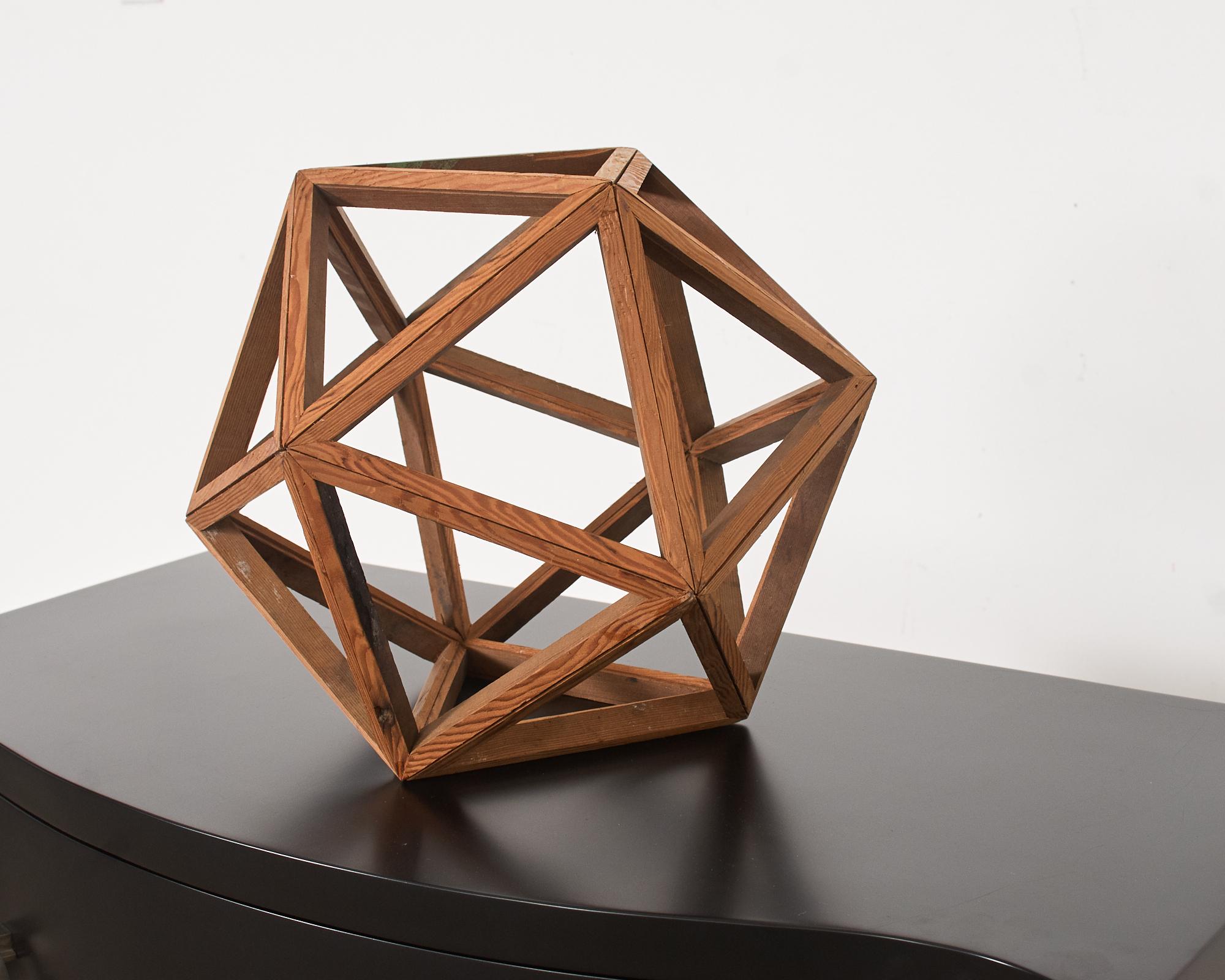 American Wooden Geometric Icosahedron Objet D' Art For Sale