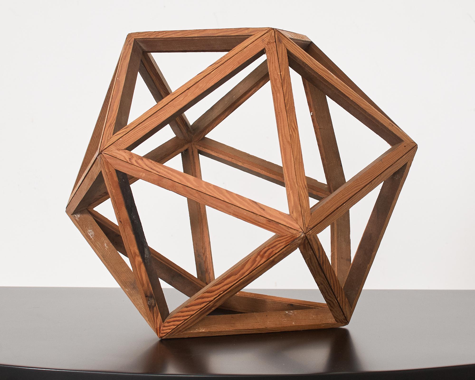 Wooden Geometric Icosahedron Objet D' Art In Good Condition For Sale In Rio Vista, CA