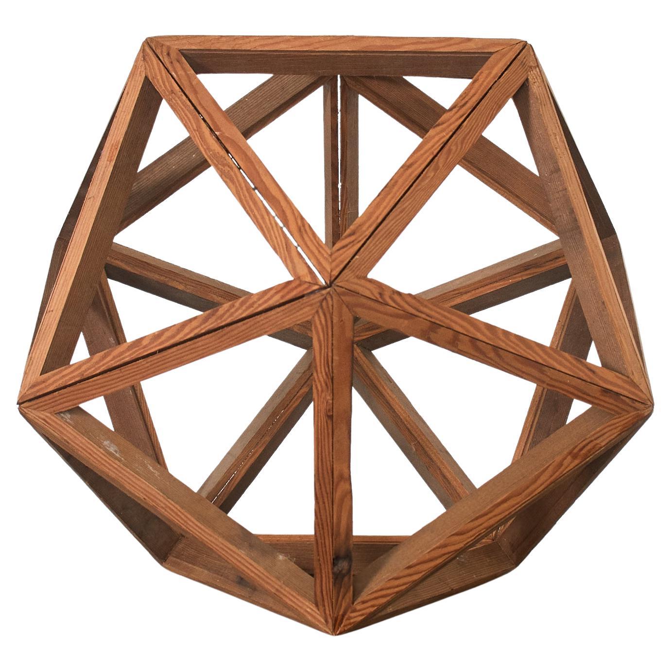 Wooden Geometric Icosahedron Objet D' Art For Sale