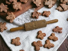 wooden Gingerbread Cookie Speculaas Springerle  Rolling Pin Antique German 1900s