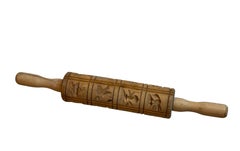 wooden Gingerbread Cookie Speculaas Springerle  Rolling Pin Antique German 1900s