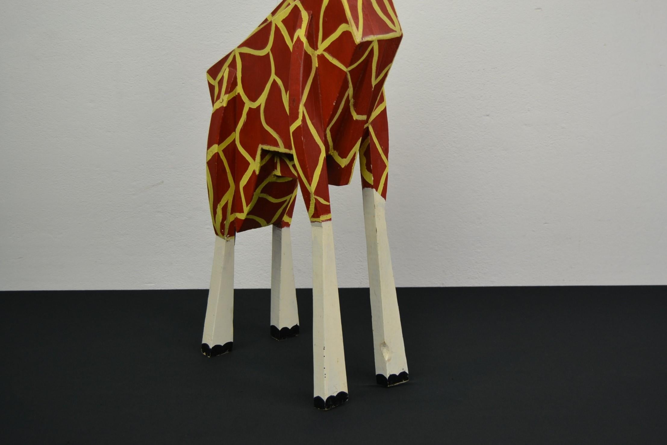 Wooden Giraffe Sculpture Carnival Art Folk Art 12