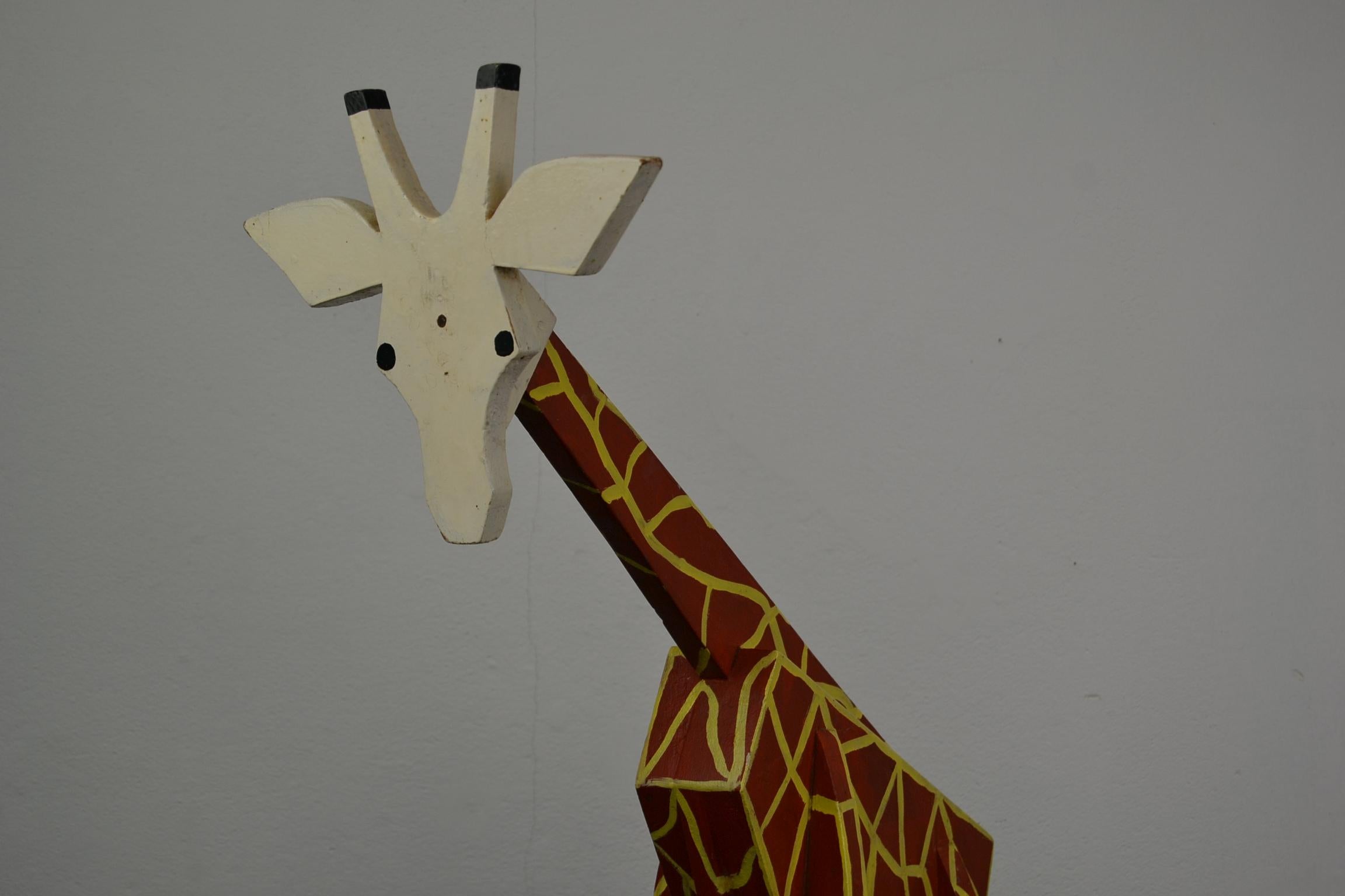 French Wooden Giraffe Sculpture Carnival Art Folk Art