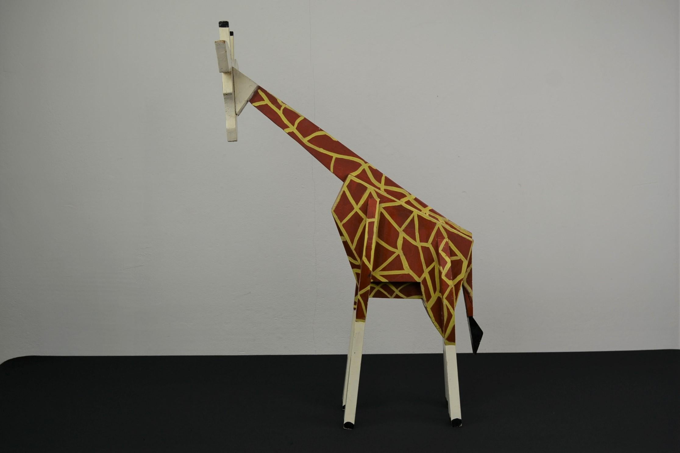 20th Century Wooden Giraffe Sculpture Carnival Art Folk Art