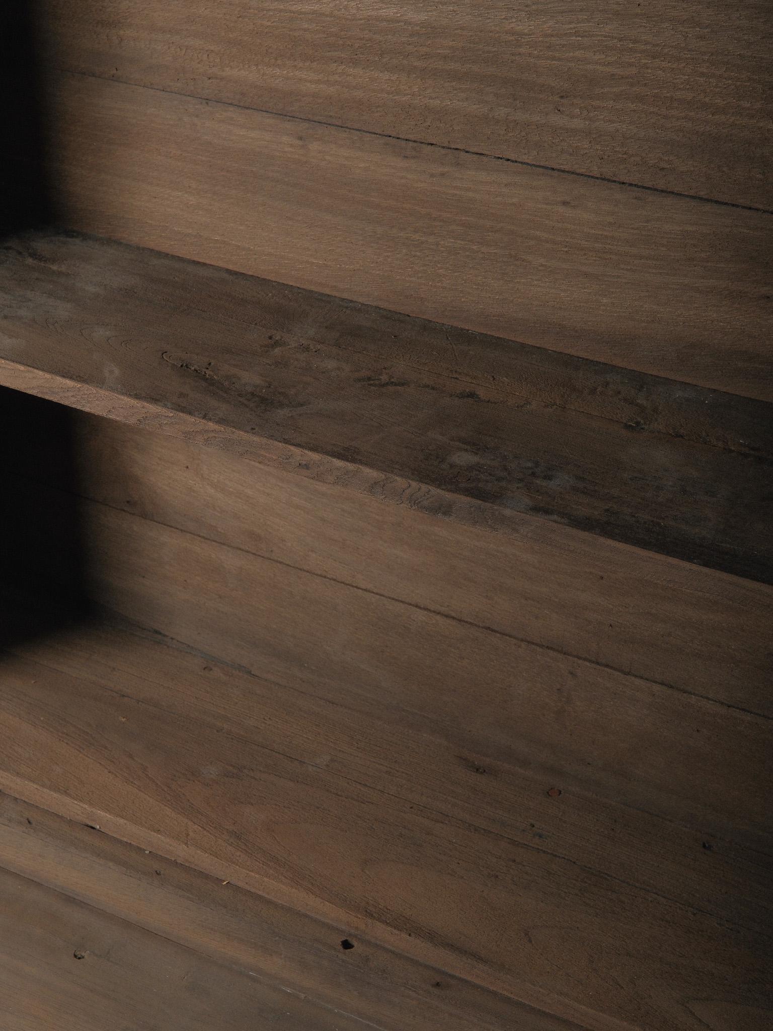 Wooden Glass-Front Cabinet on Open Shelved Base For Sale 5