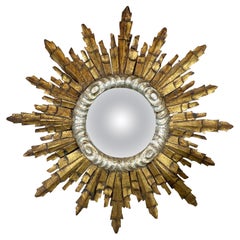Espejo de madera dorado Sunburst Años 40 Italiano