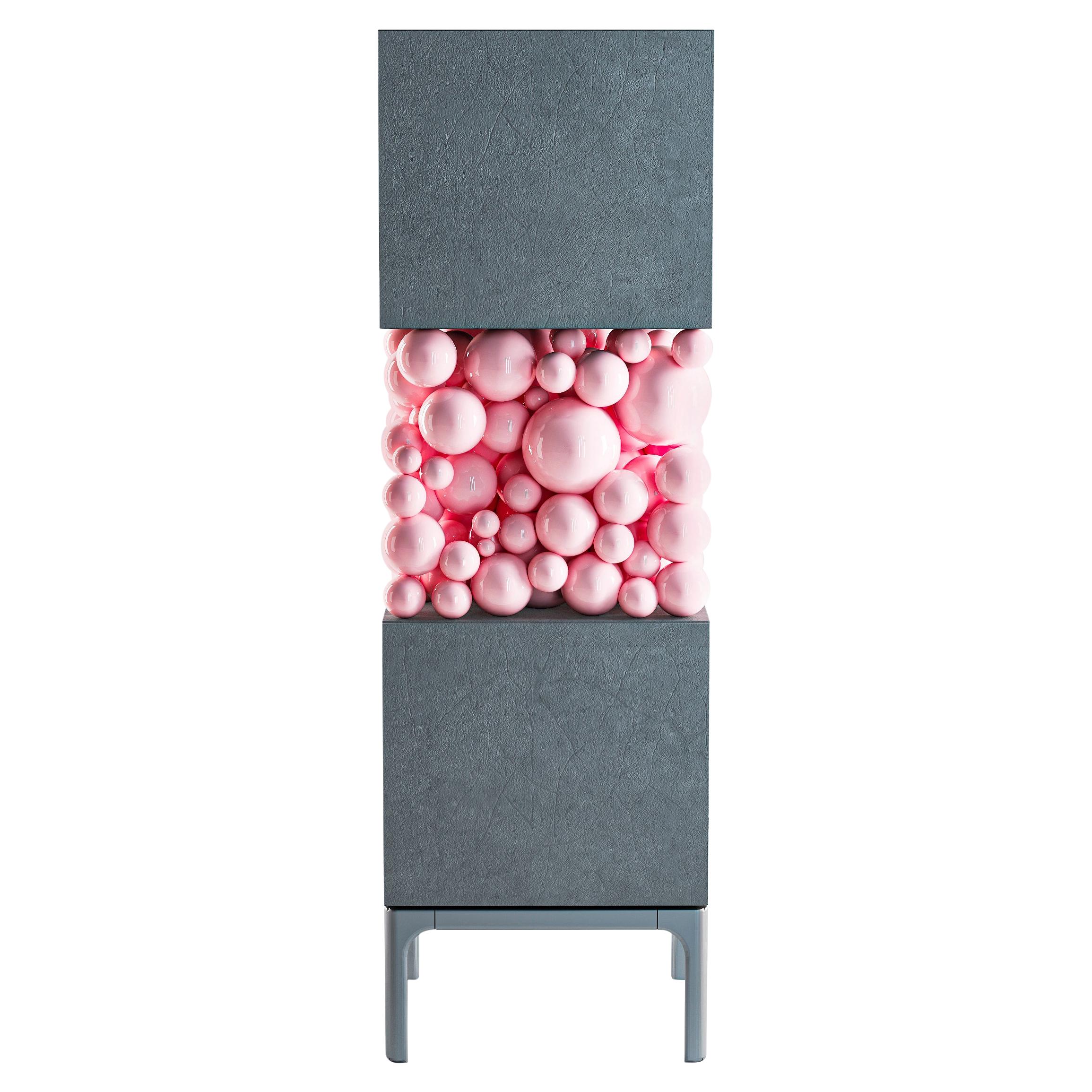 Holzschrank in Grau, Bubbles Kollektion, erstaunliches emotionales Design im Angebot