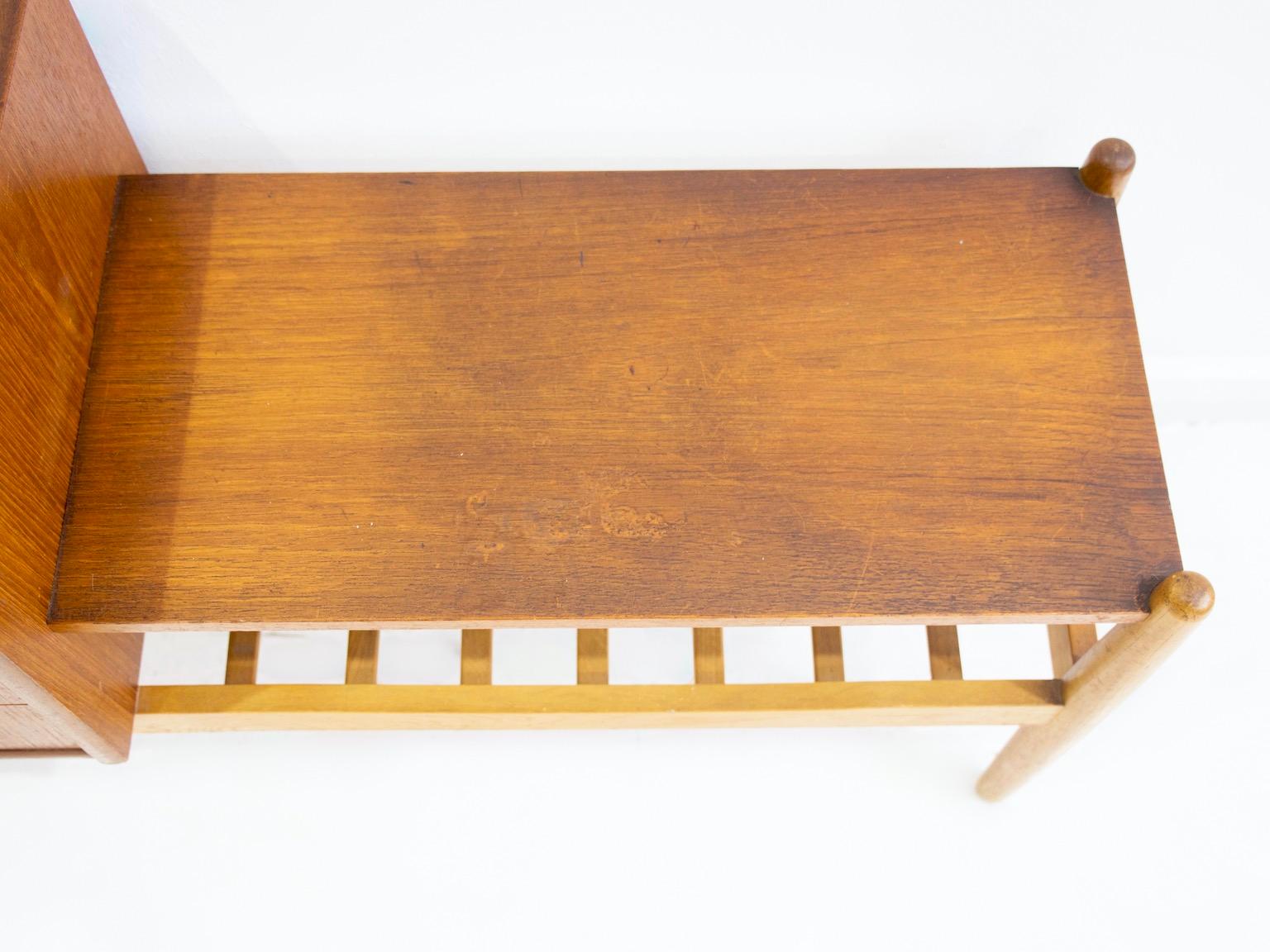 Danish Wooden Hallway Console with Shoe Rack by Arne Wahl Iversen For Sale