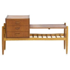 Vintage Wooden Hallway Console with Shoe Rack by Arne Wahl Iversen