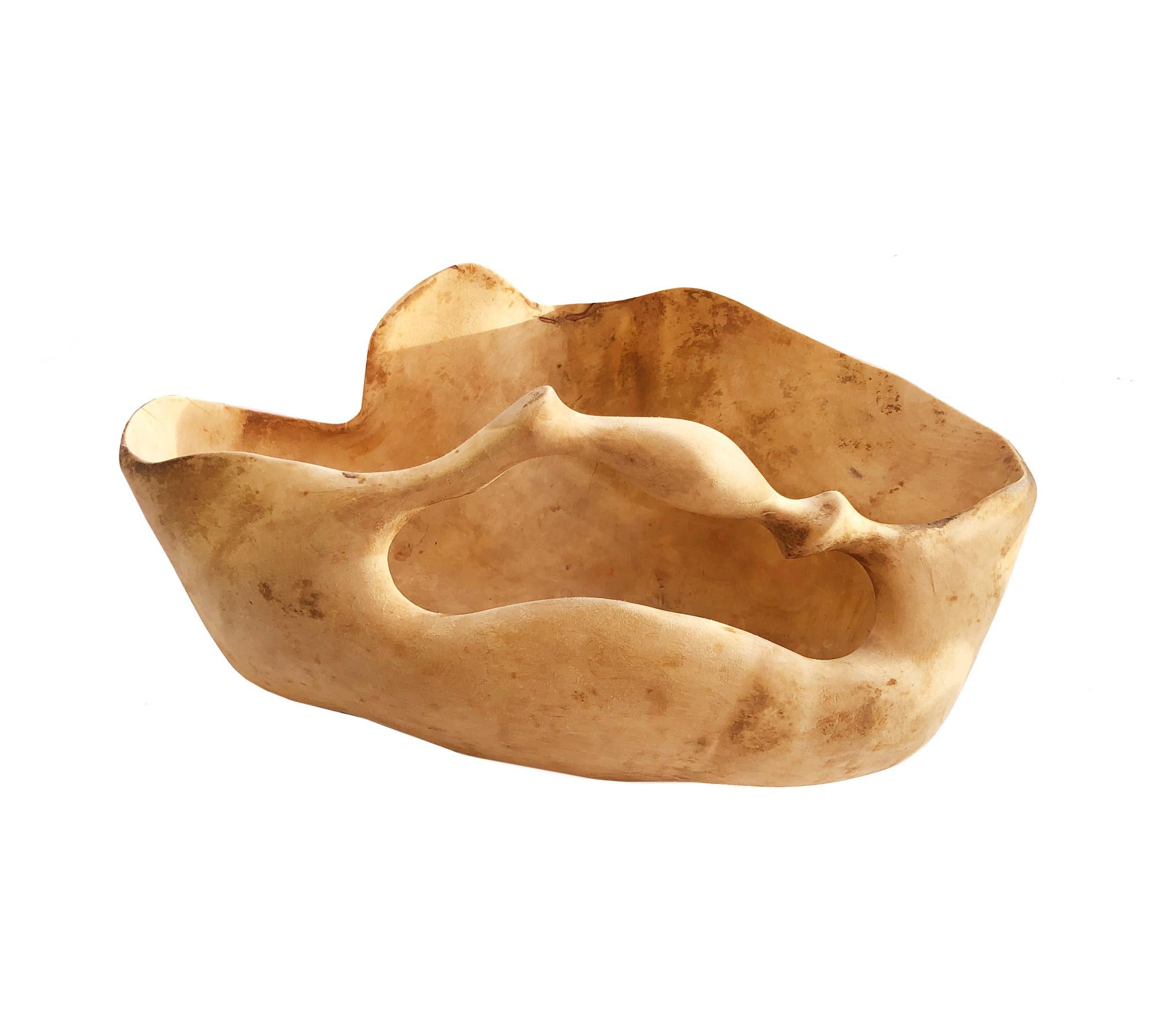 Hand-Crafted Wooden Hand Carved Bowl Made Out of Birch in Sweden 1978, Signed Holger Jonsson For Sale