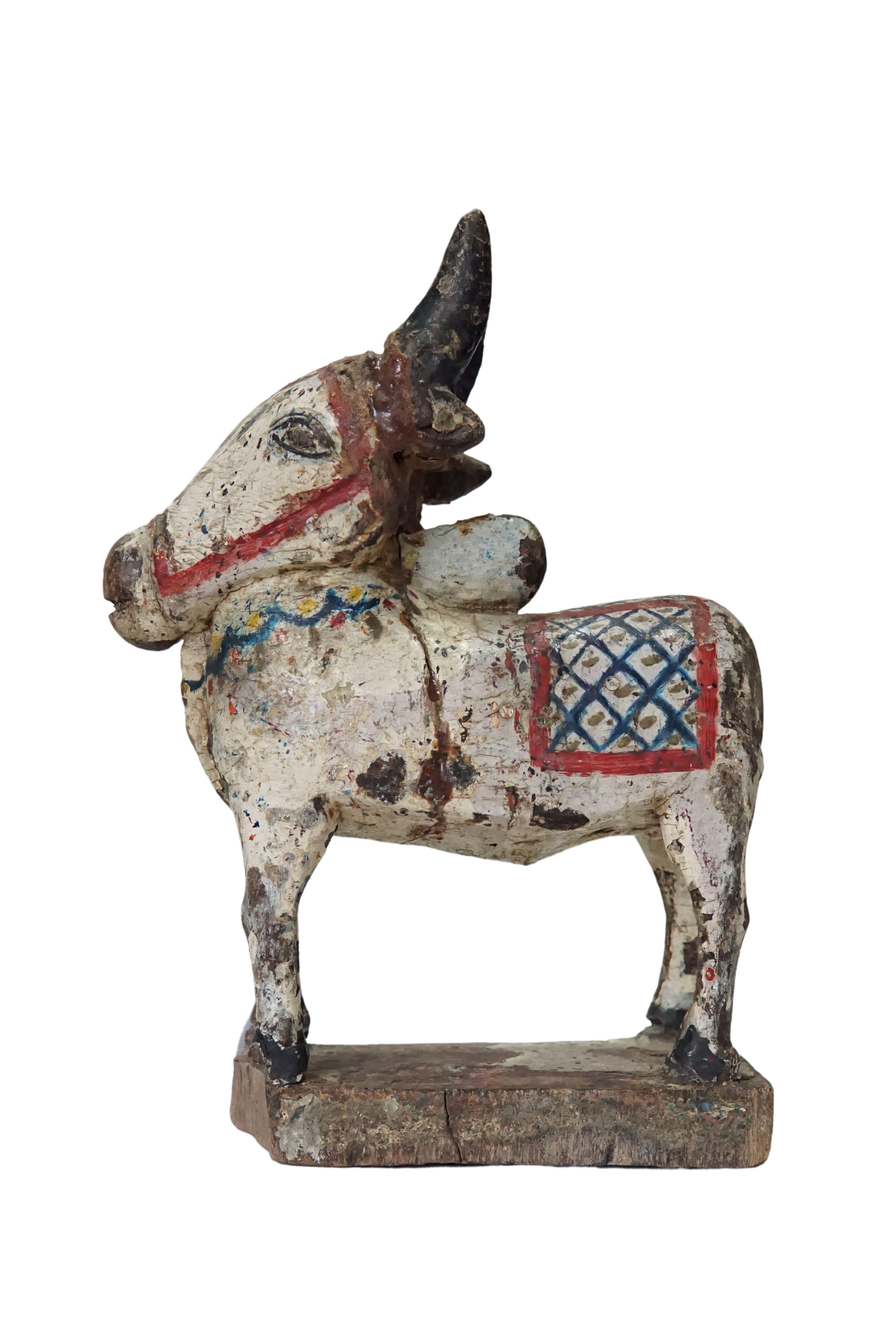 wooden indian cow sculpture 18th century