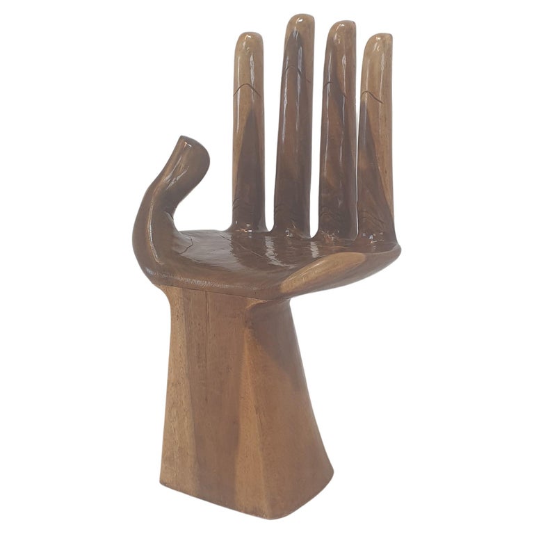 Wooden Hand Chair in the Style of Pedro Friedeberg, 1970's For Sale at