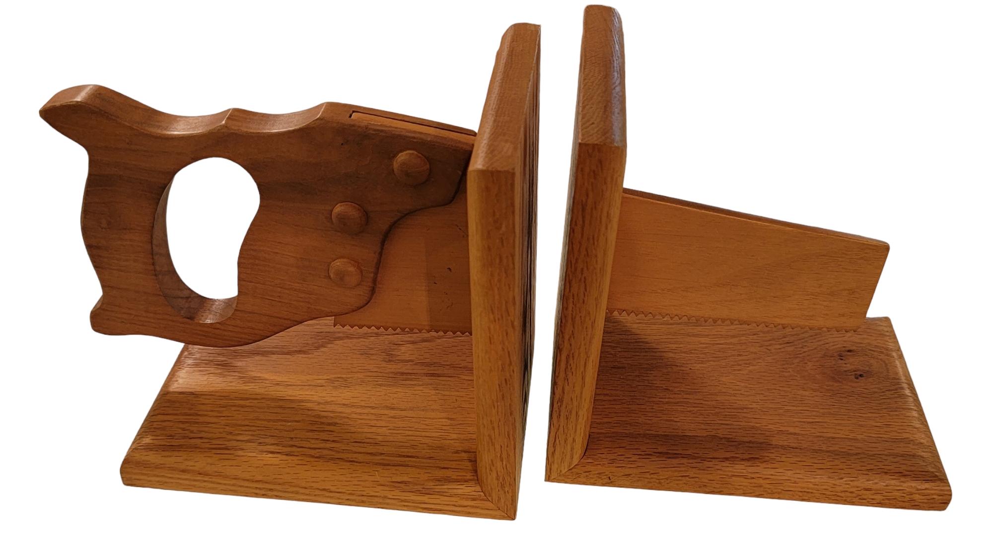 American Wooden Hand Made Hand Saw Bookends