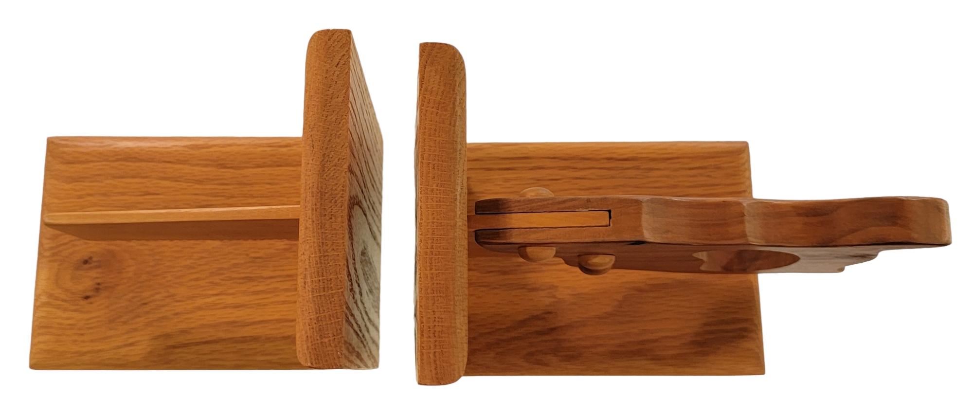 Wooden Hand Made Hand Saw Bookends In Good Condition In Pasadena, CA