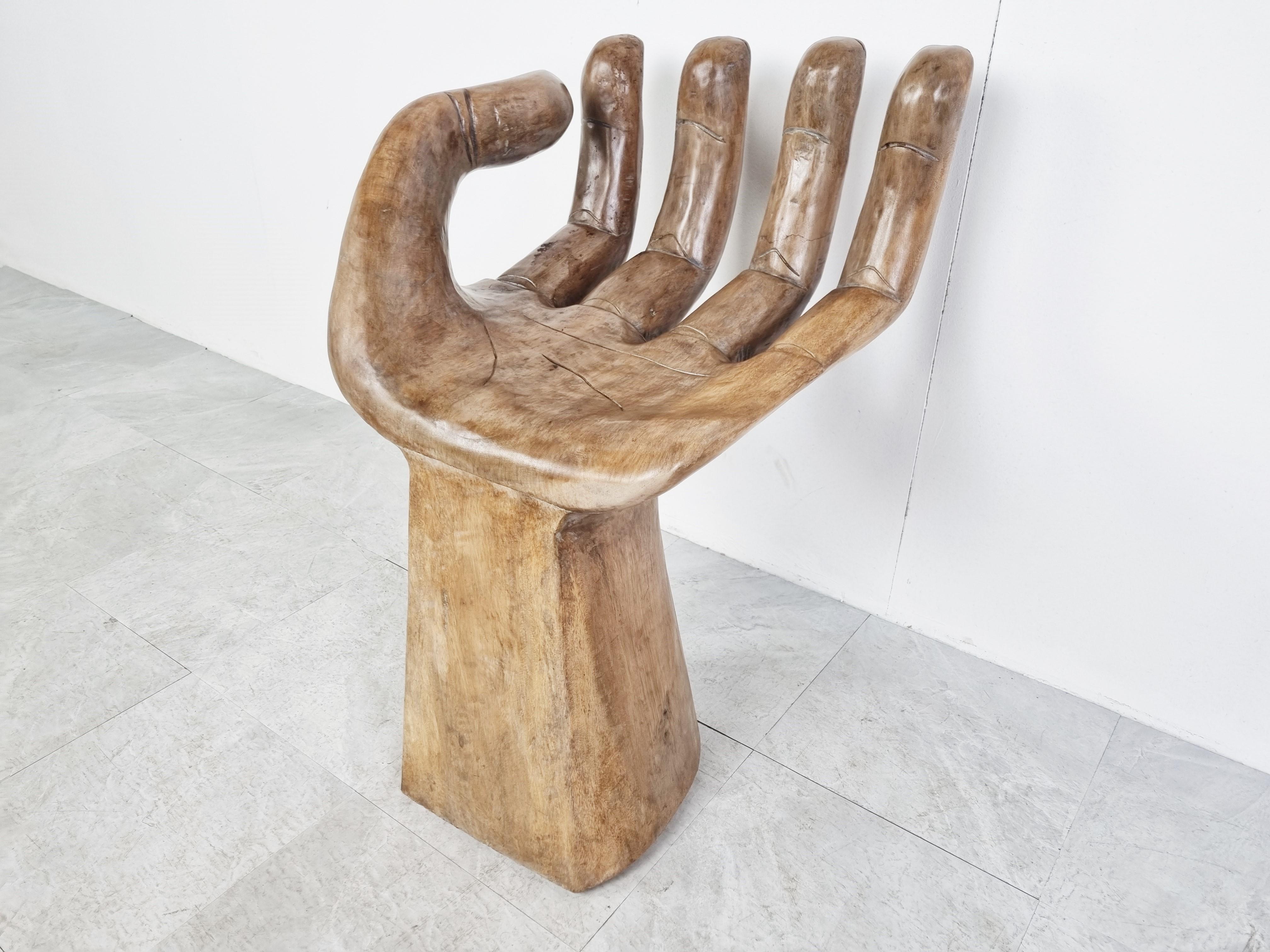 Wooden Hand Shaped Chair, 1970s In Good Condition In HEVERLEE, BE