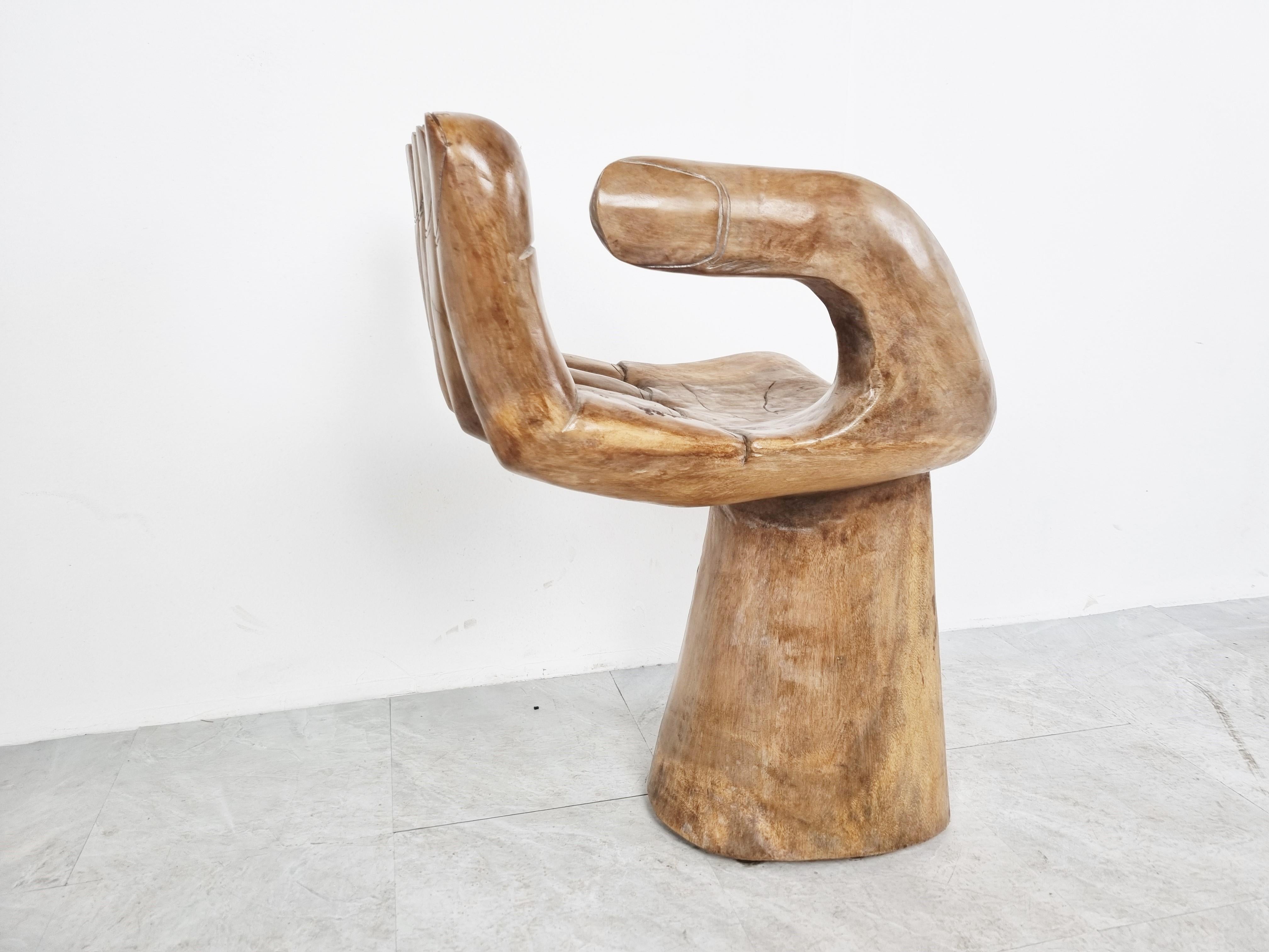 Wooden Hand Shaped Chair, 1970s 1