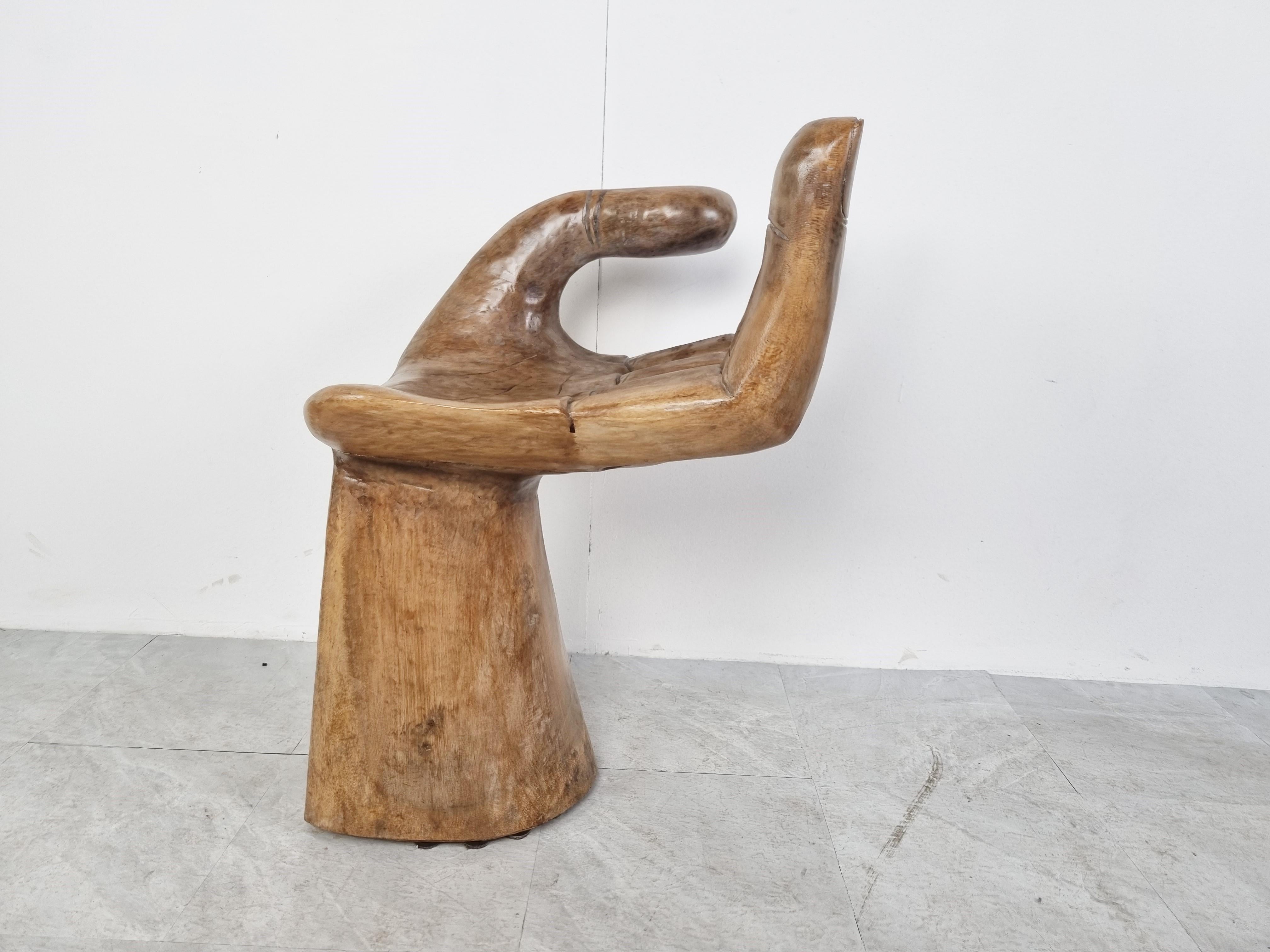 Wooden Hand Shaped Chair, 1970s 3