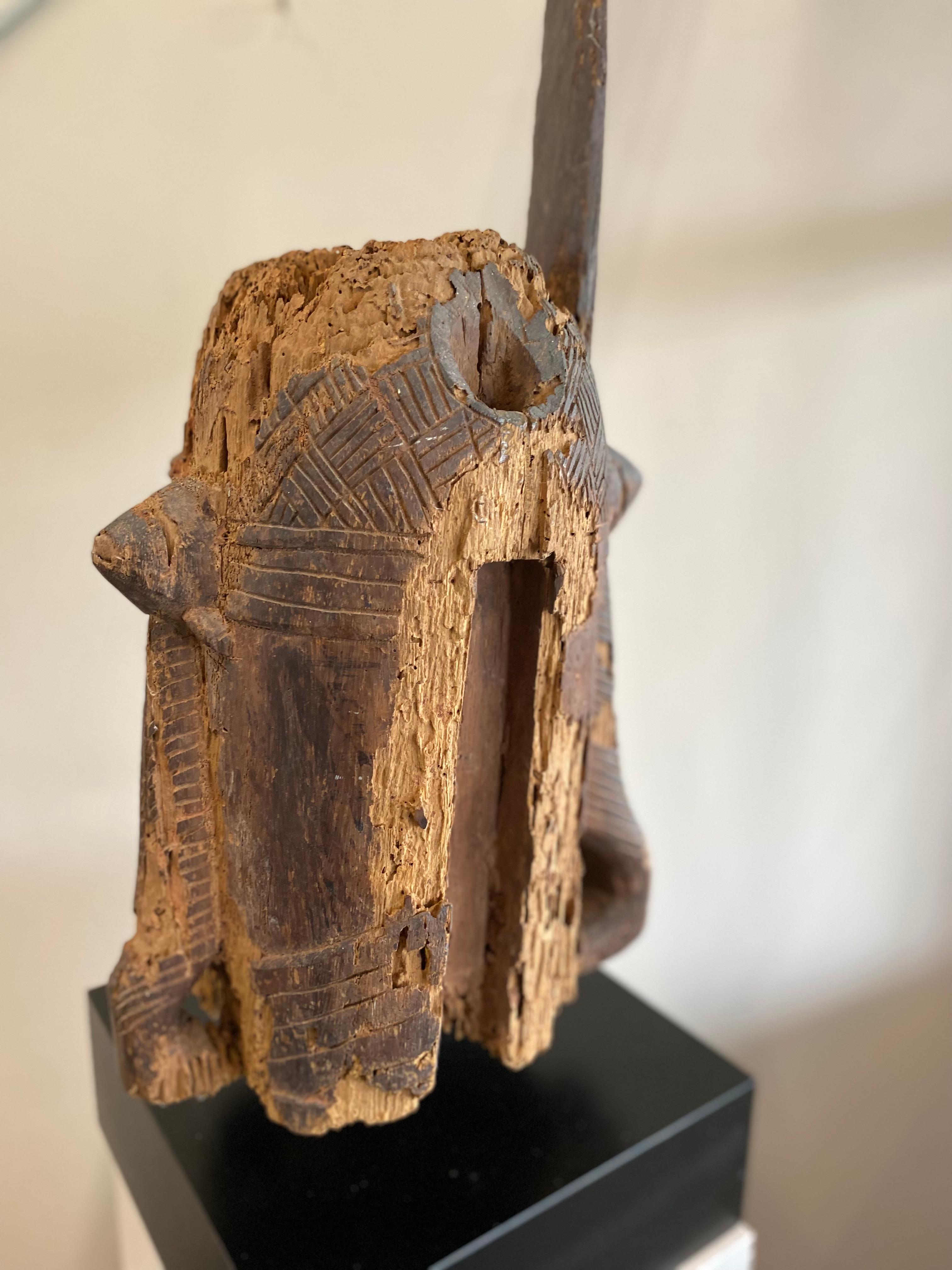 Wooden Head, Edo People, Benin Nigeria with Stand For Sale 2