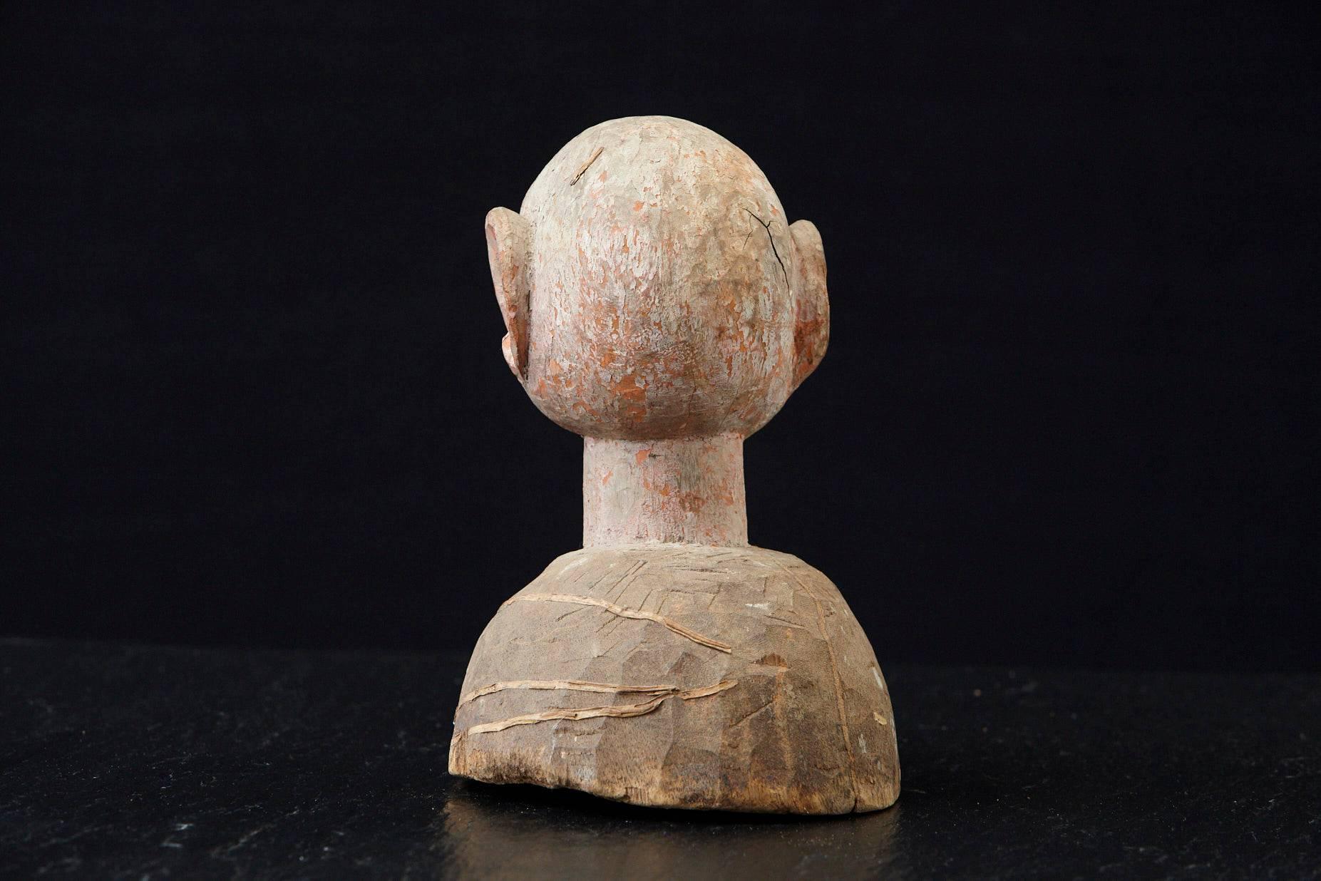 Hand-Carved Wooden Head of a Wife of an Ooni of Ile-Ife, Yoruba People, Nigeria, circa 1930s For Sale