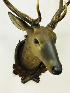 Wooden Head of Deer, Lifesize, 10 Points