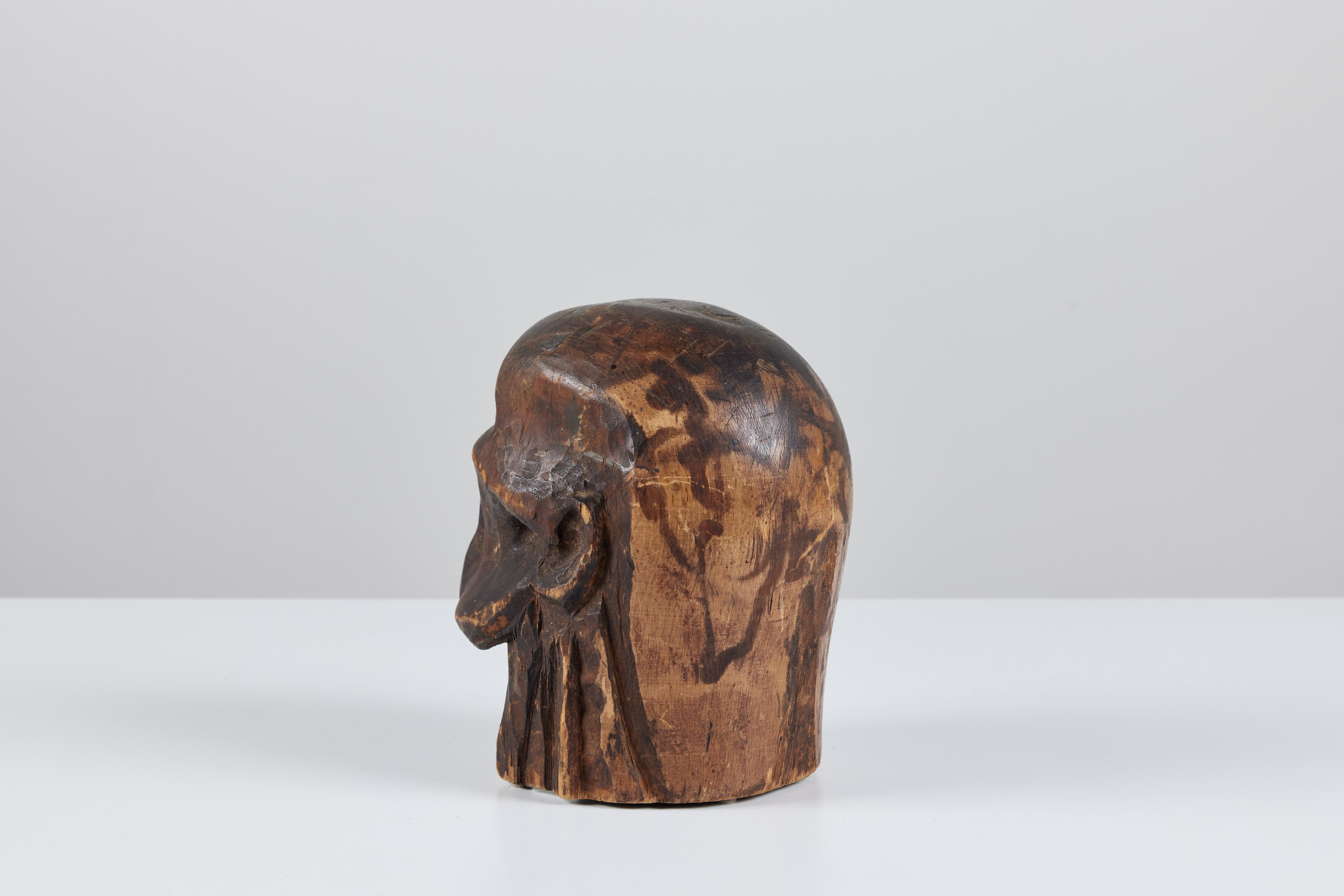 20th Century Wooden Head Sculpture