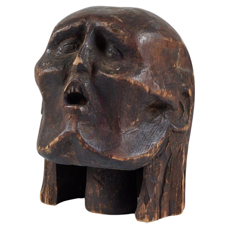Wooden Head Sculpture For Sale at 1stDibs