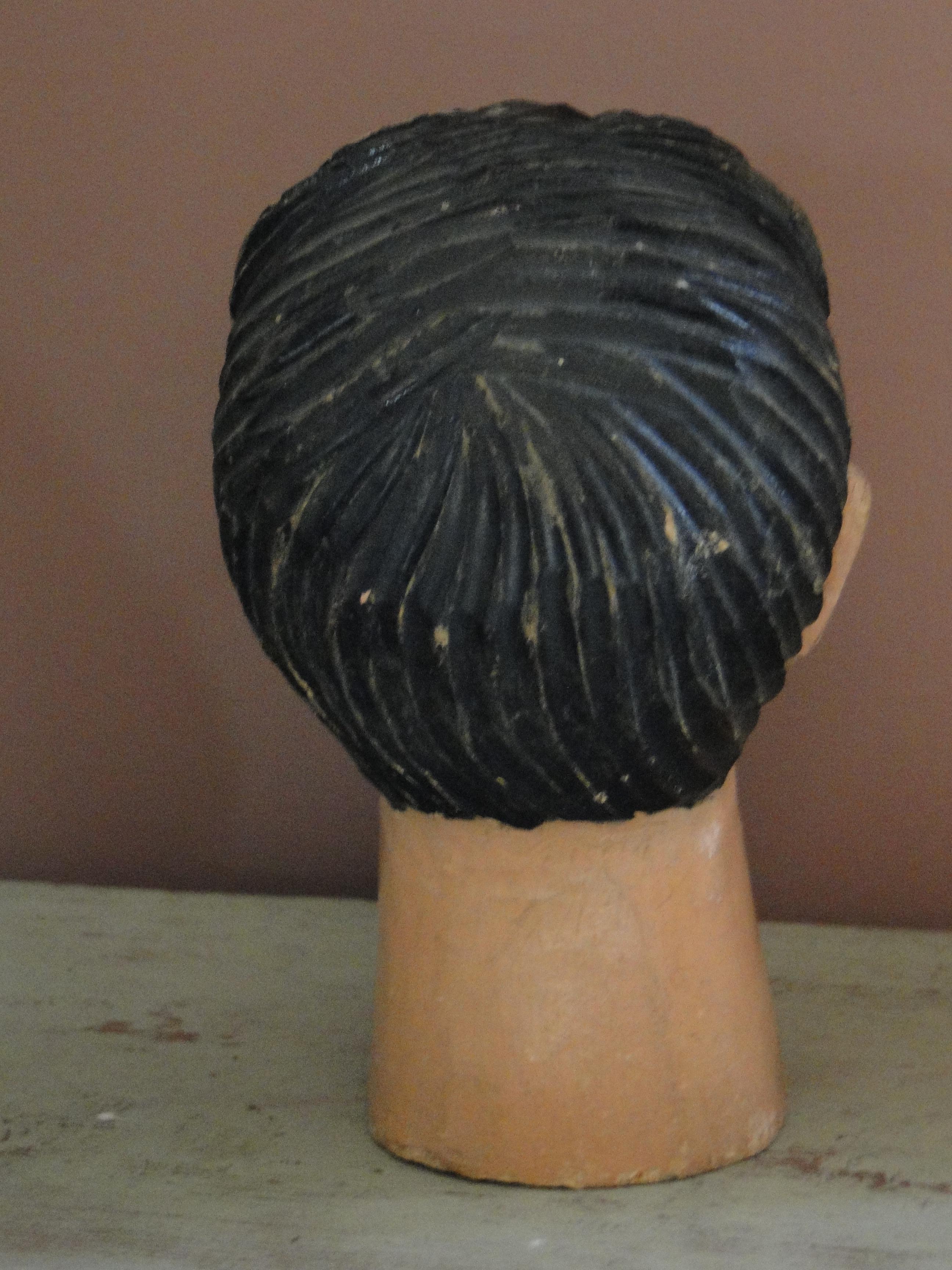 Hand-Carved Wooden Head Sculptured and Painted