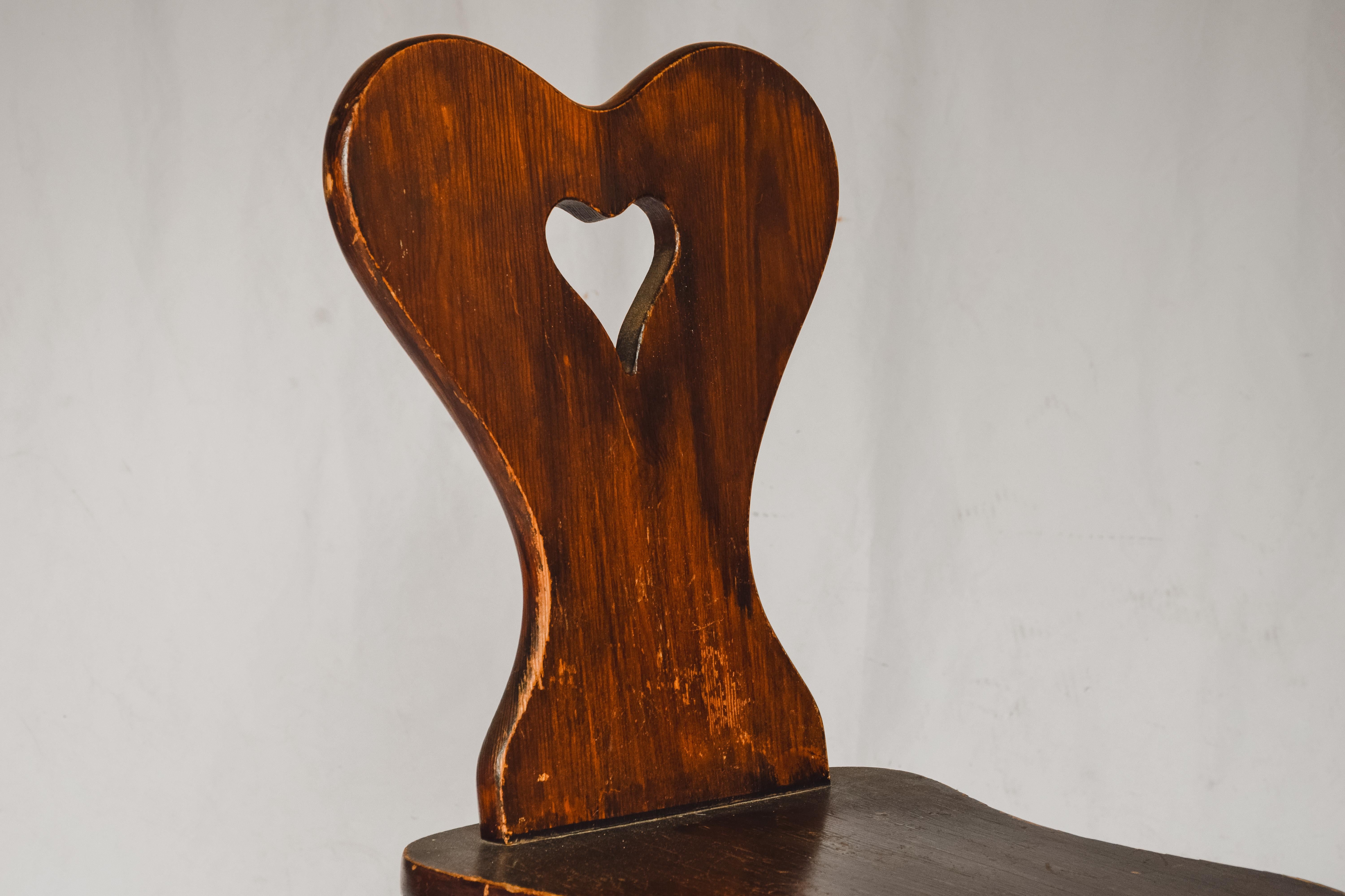 Dutch Wooden Heart Shaped Chair