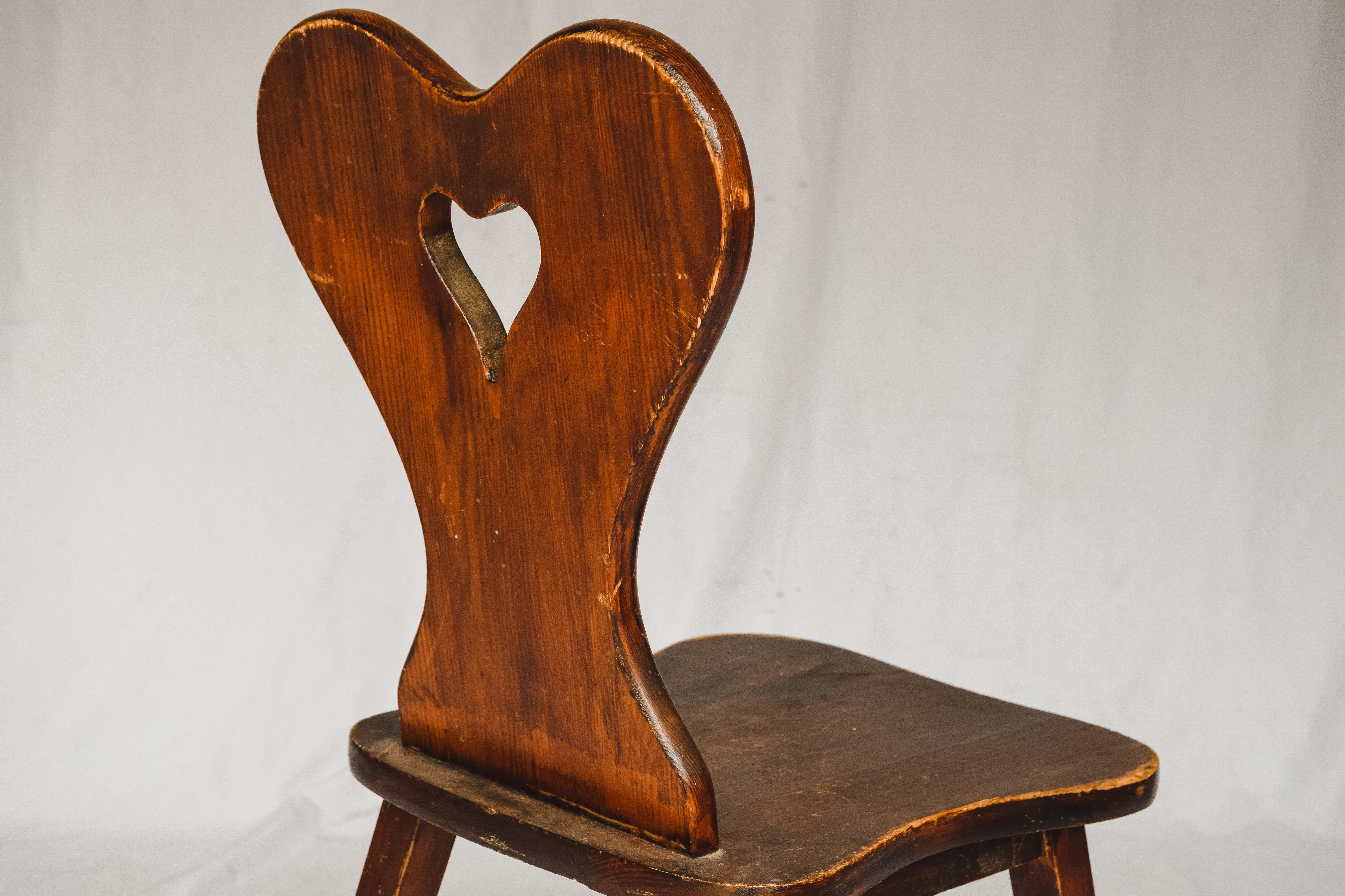 19th Century Wooden Heart Shaped Chair