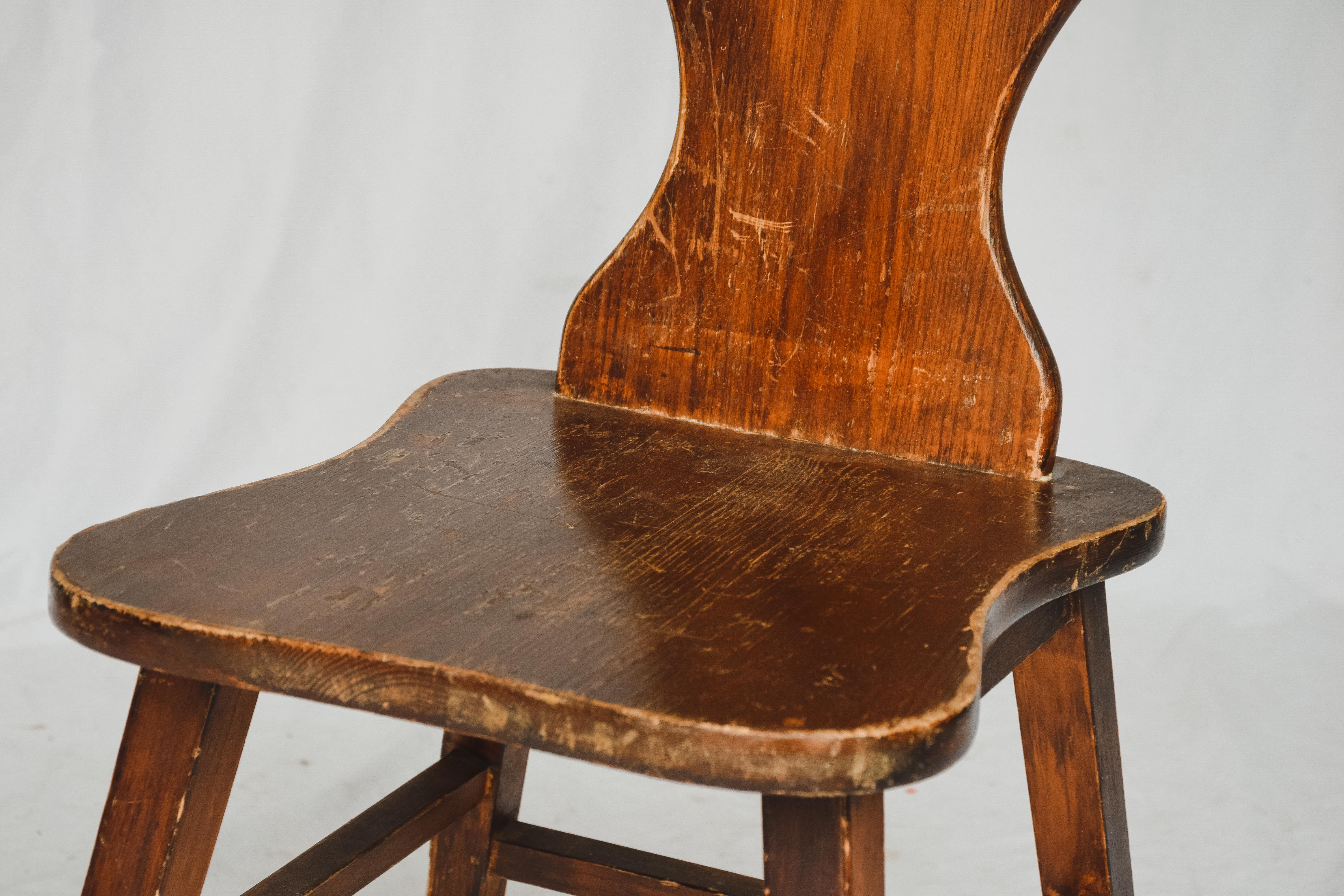19th Century Wooden Heart Shaped Chair