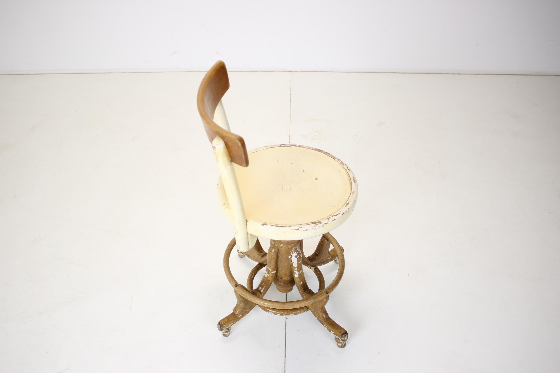 Early 20th Century Wooden Height Adjustable Chair, Czechoslovakia, 1920s For Sale