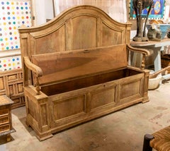 Wooden high Backrest Bench with Armrests on the Sides and Door in Seat