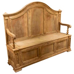 Wooden high Backrest Bench with Armrests on the Sides and Door in Seat
