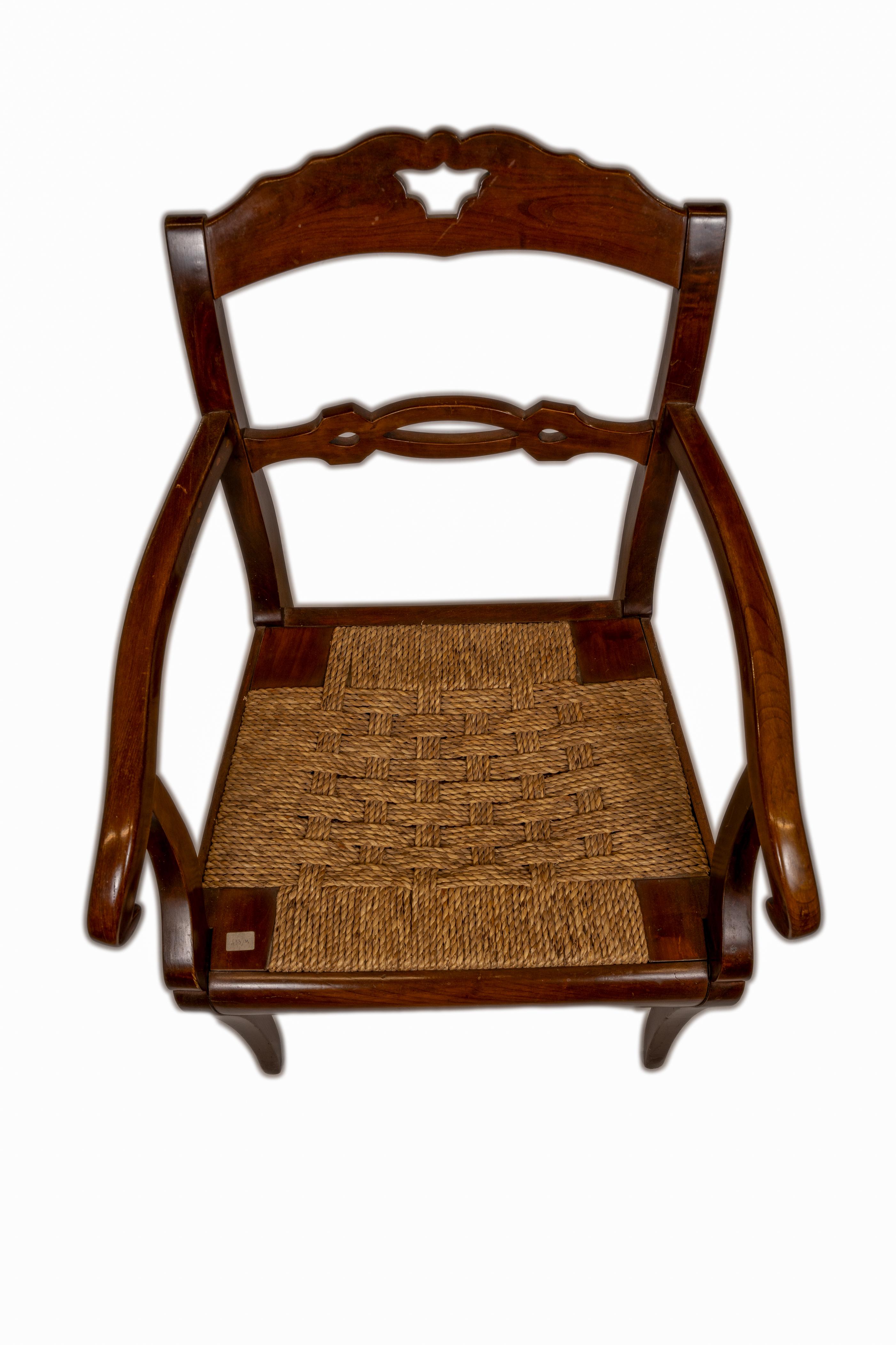 Late 19th Century Wooden High Italian Armchair For Sale