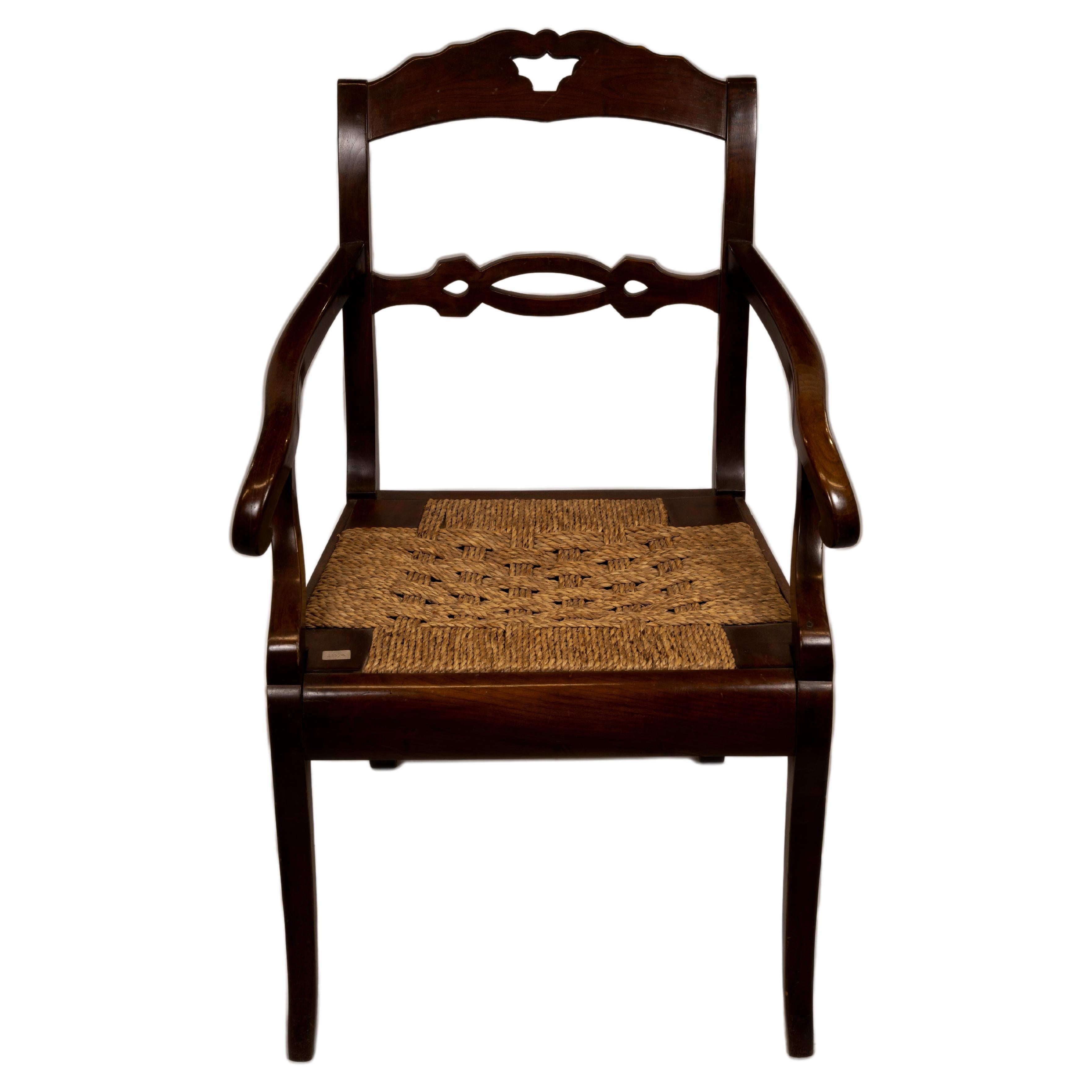 Wooden High Italian Armchair For Sale