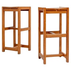 Wooden High Stool, France, 1960s
