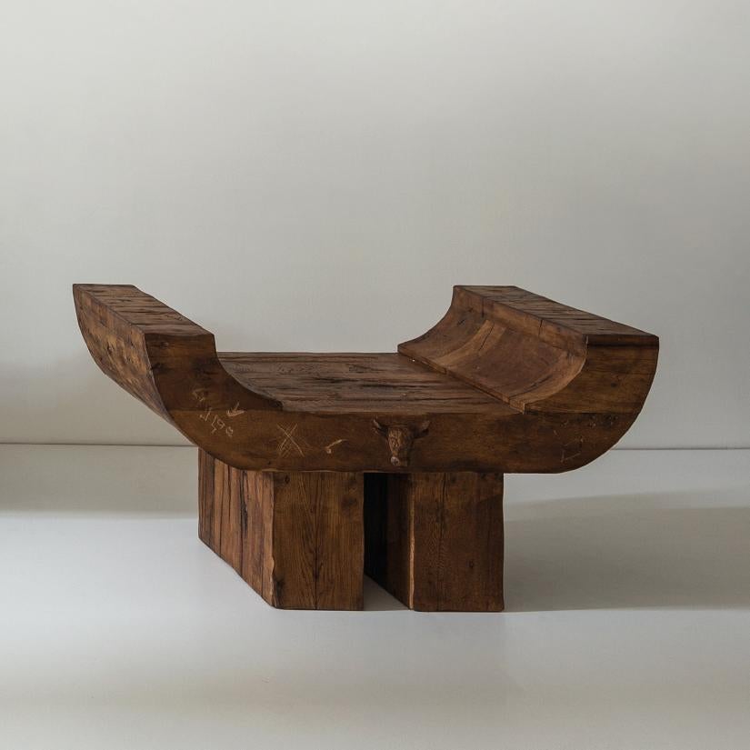 European Wooden Historic Bench By Rooms Studio For Sale