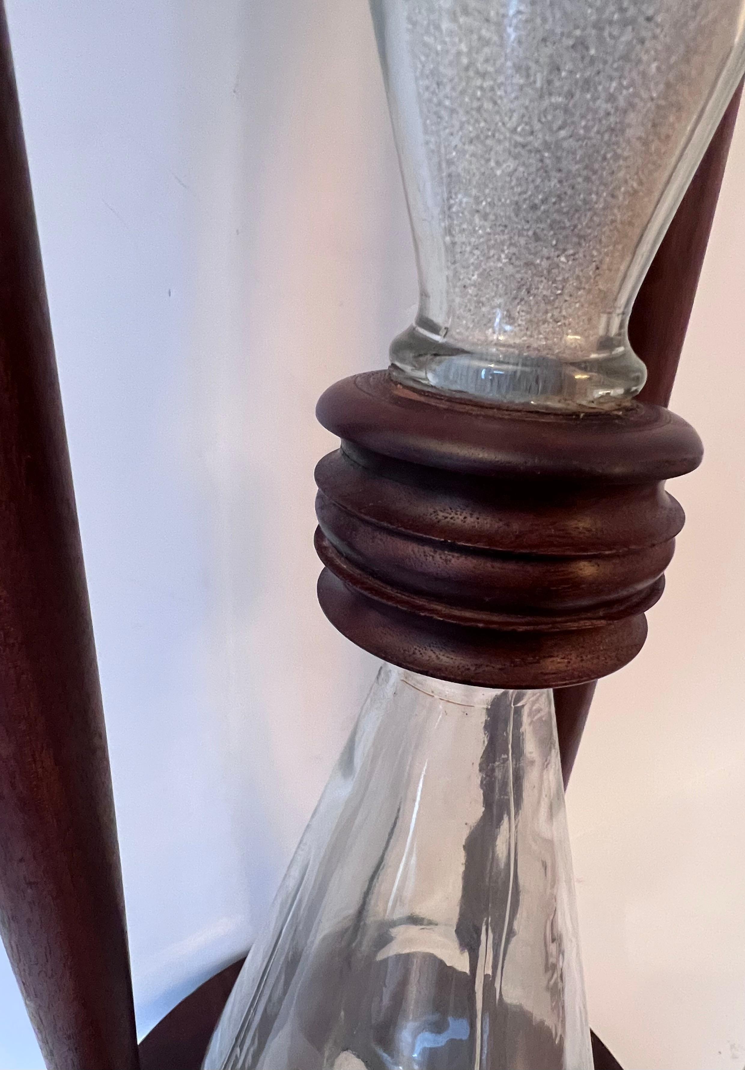 20th Century Wooden Hour Glass or Sand Timer with Hand Blown Glass For Sale