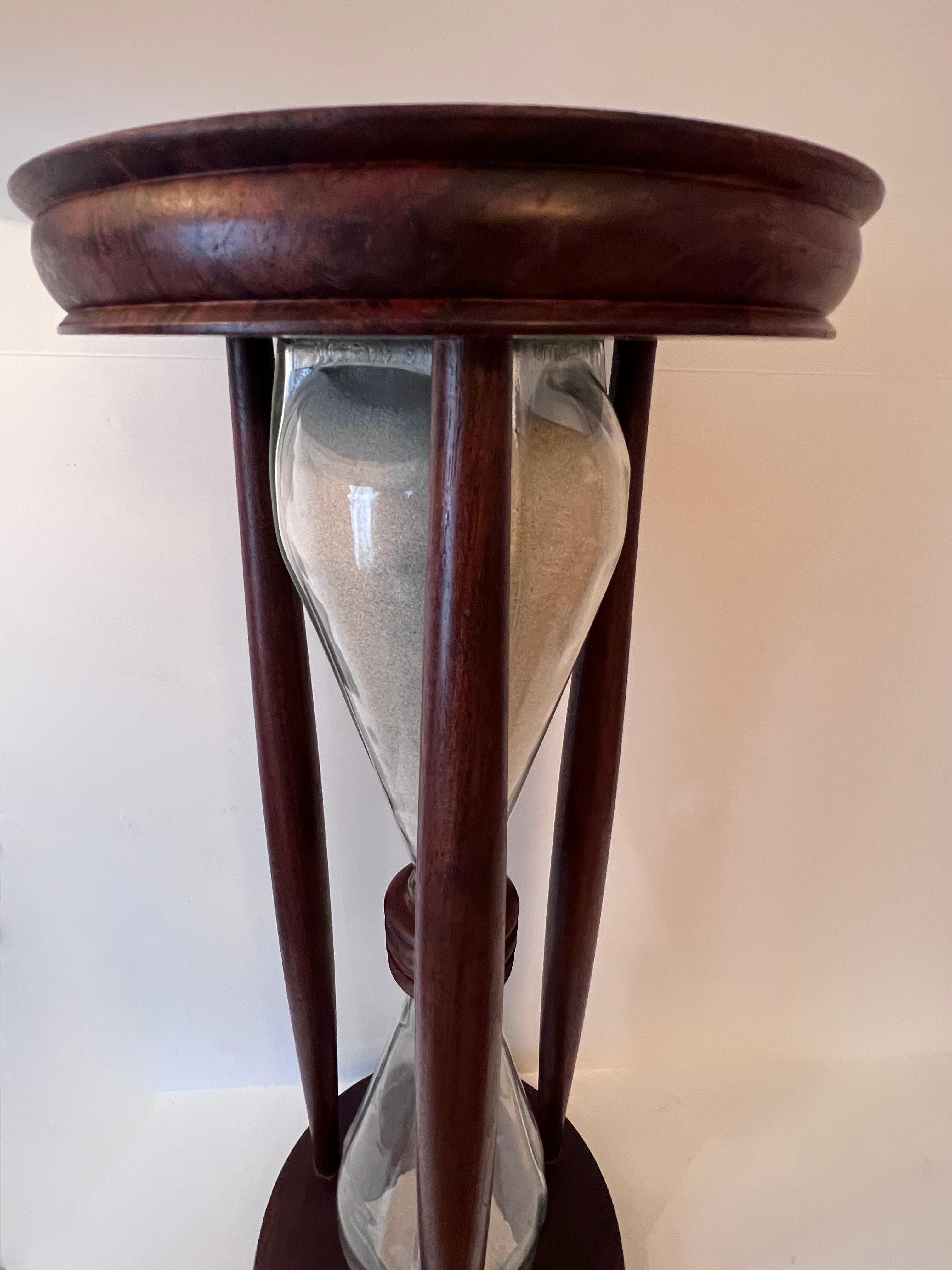 Wooden Hour Glass or Sand Timer with Hand Blown Glass For Sale 1