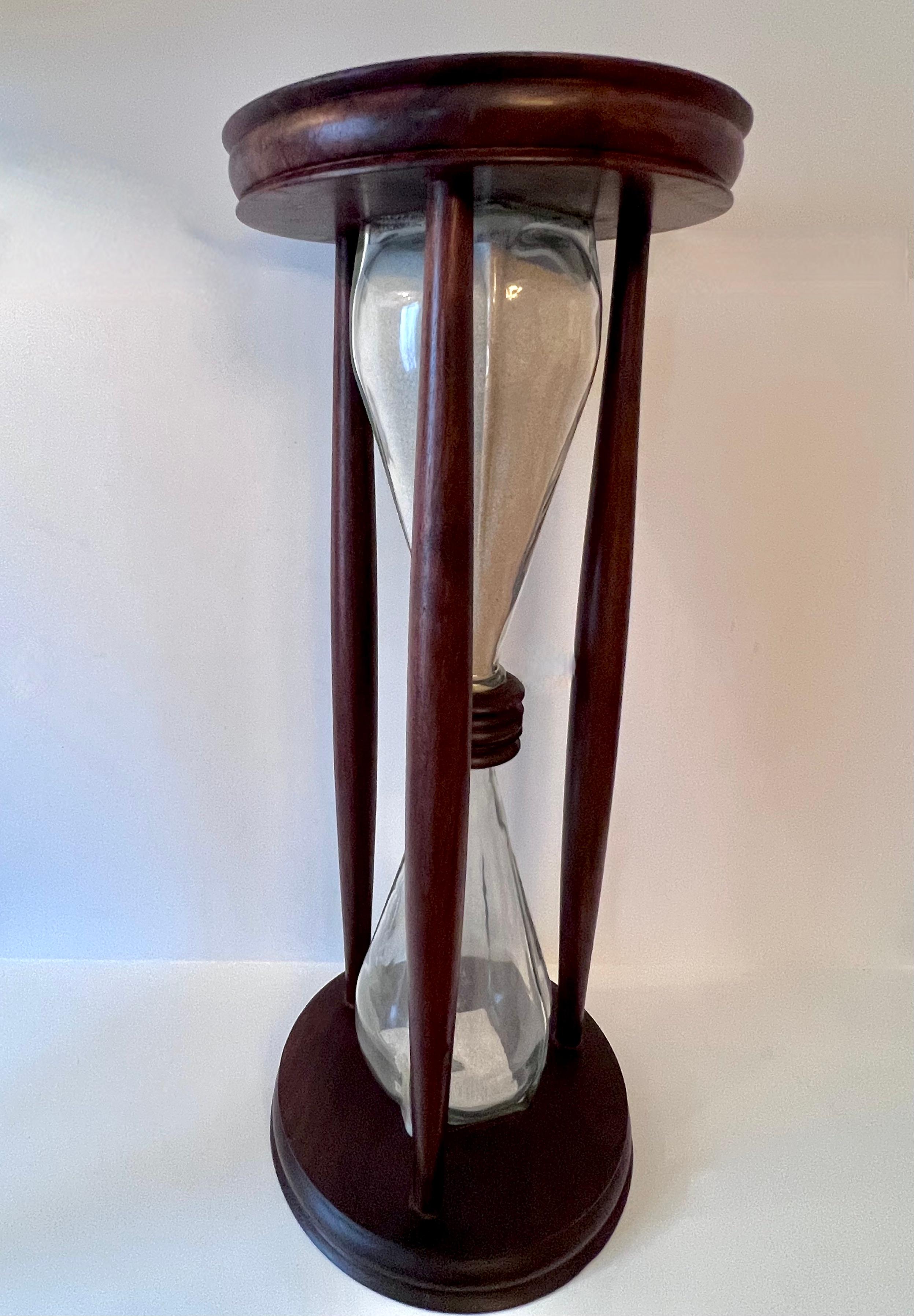 Wooden Hour Glass or Sand Timer with Hand Blown Glass For Sale 2